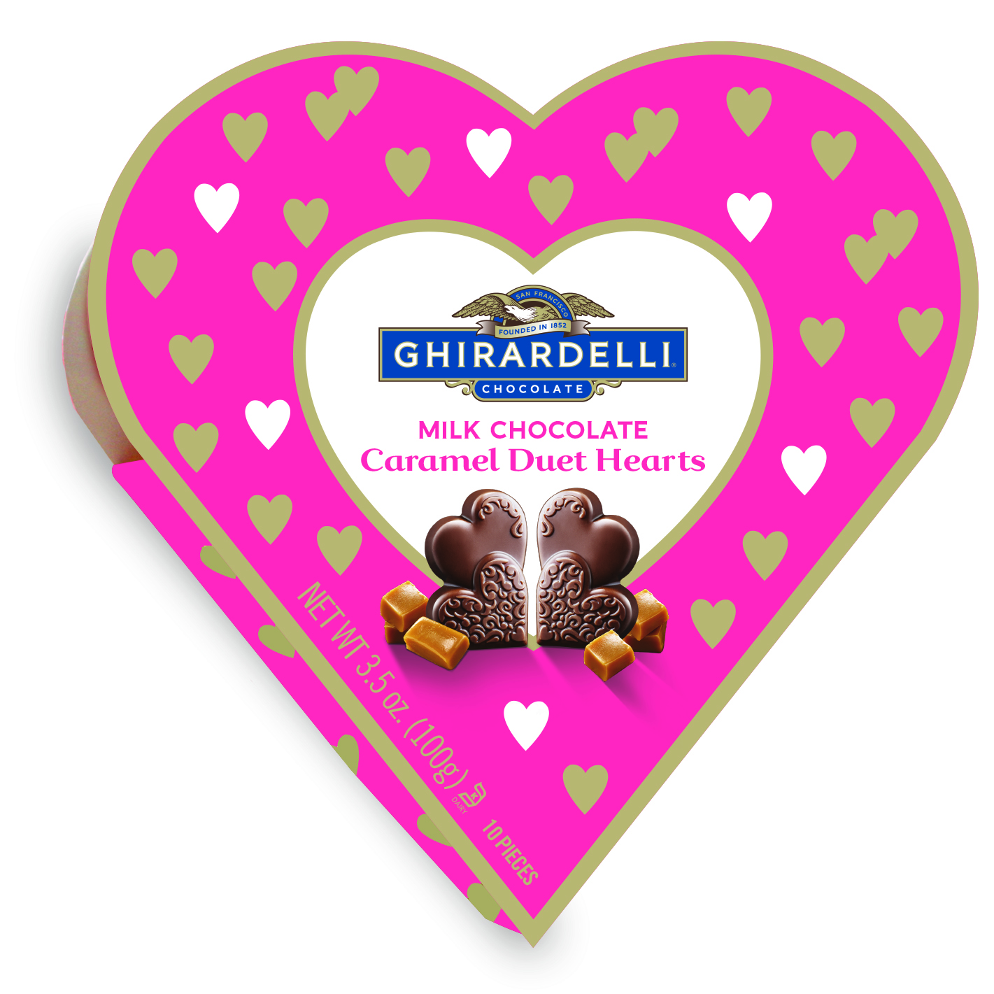 Ghiradelli® Milk Chocolate Caramel Duet Hearts Candy Box 3.5oz