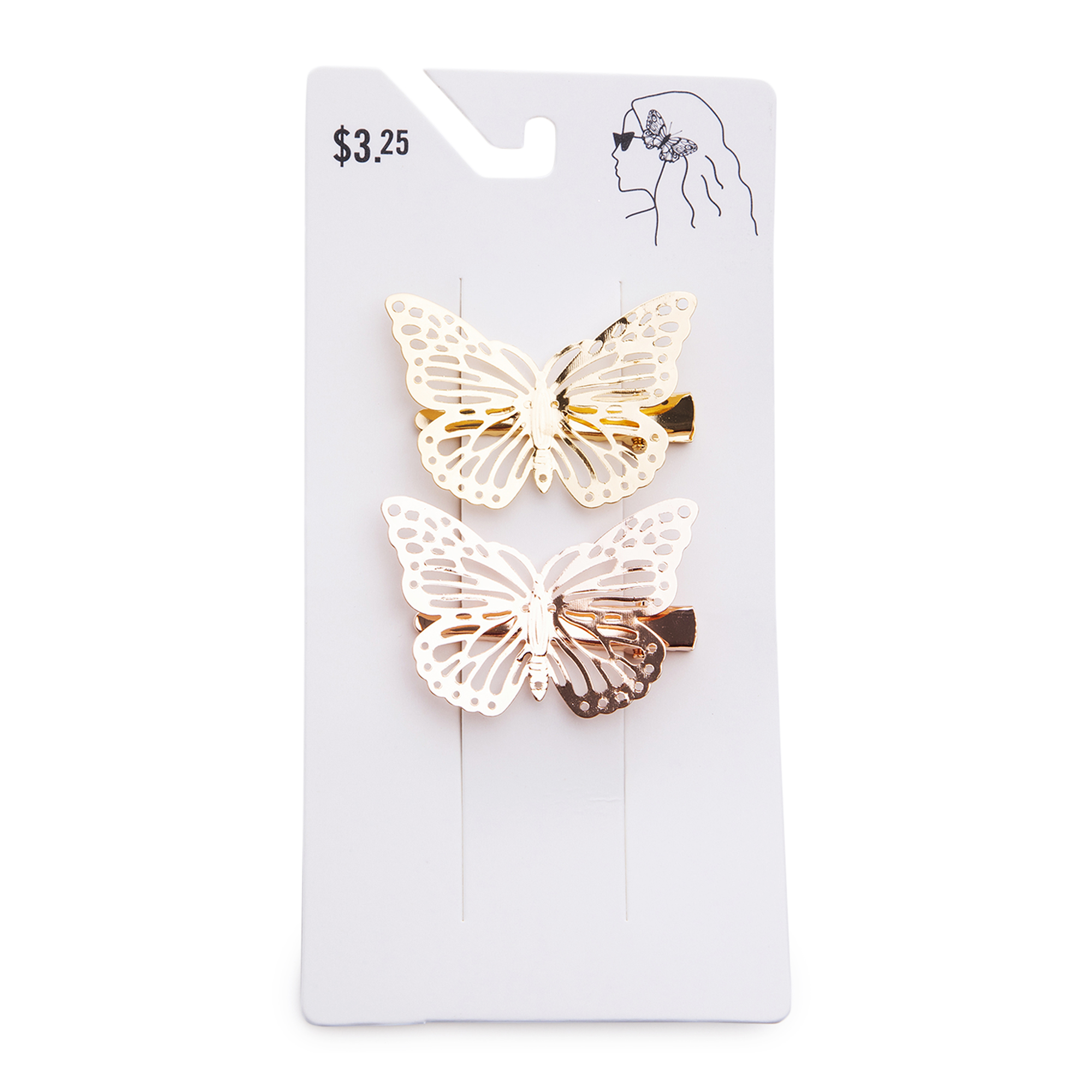 Gold Butterfly Flutter Clips 2 Pack