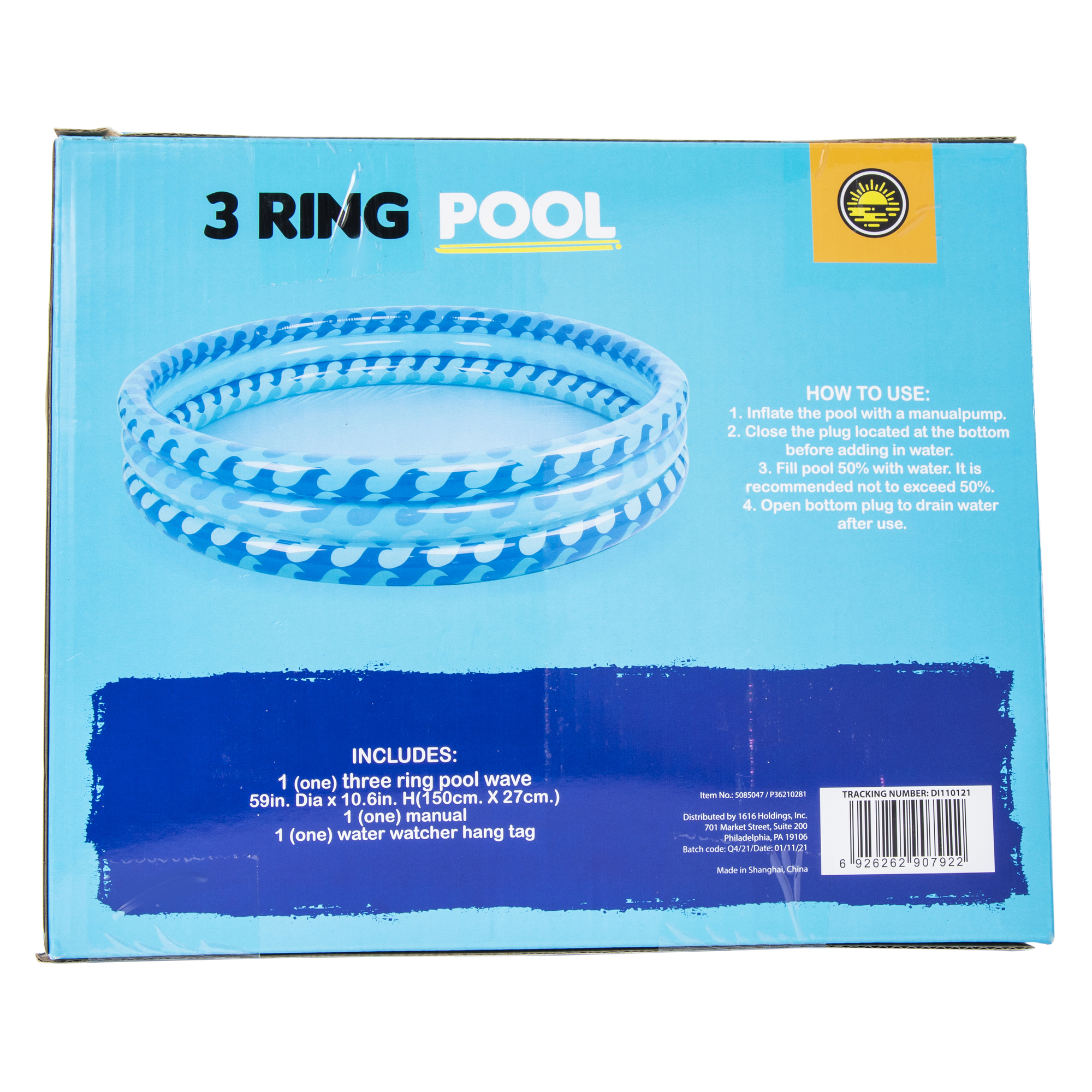3-Ring inflatable Pool 59in x 10.6in