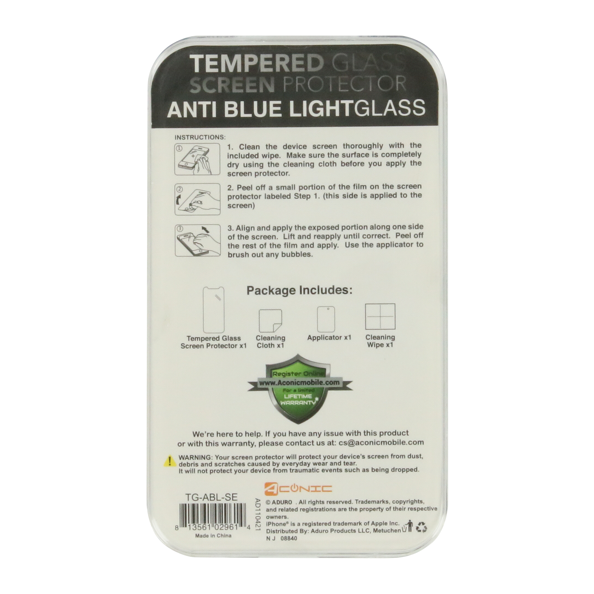 iPhone Se®/8®/7®/6® Tempered Glass Blue Light Screen Protector