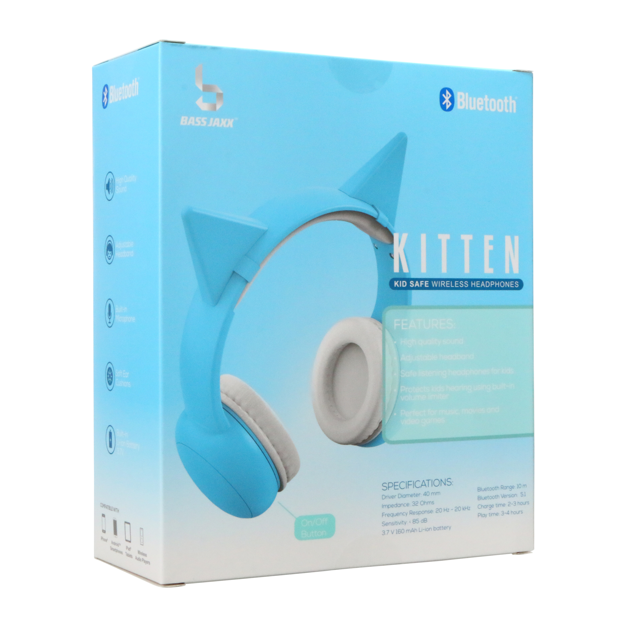 Kitten Cat Ears Kid-Safe Bluetooth® Headphones