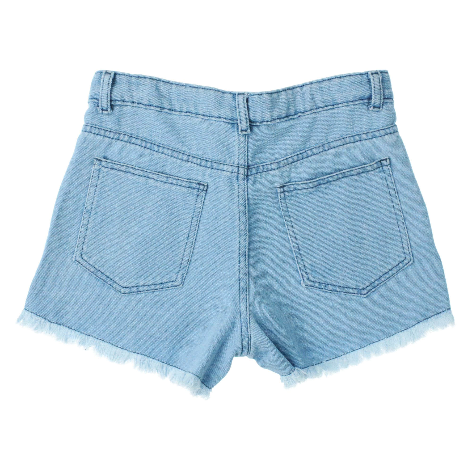 Distressed Denim Shorts With Frayed Hem