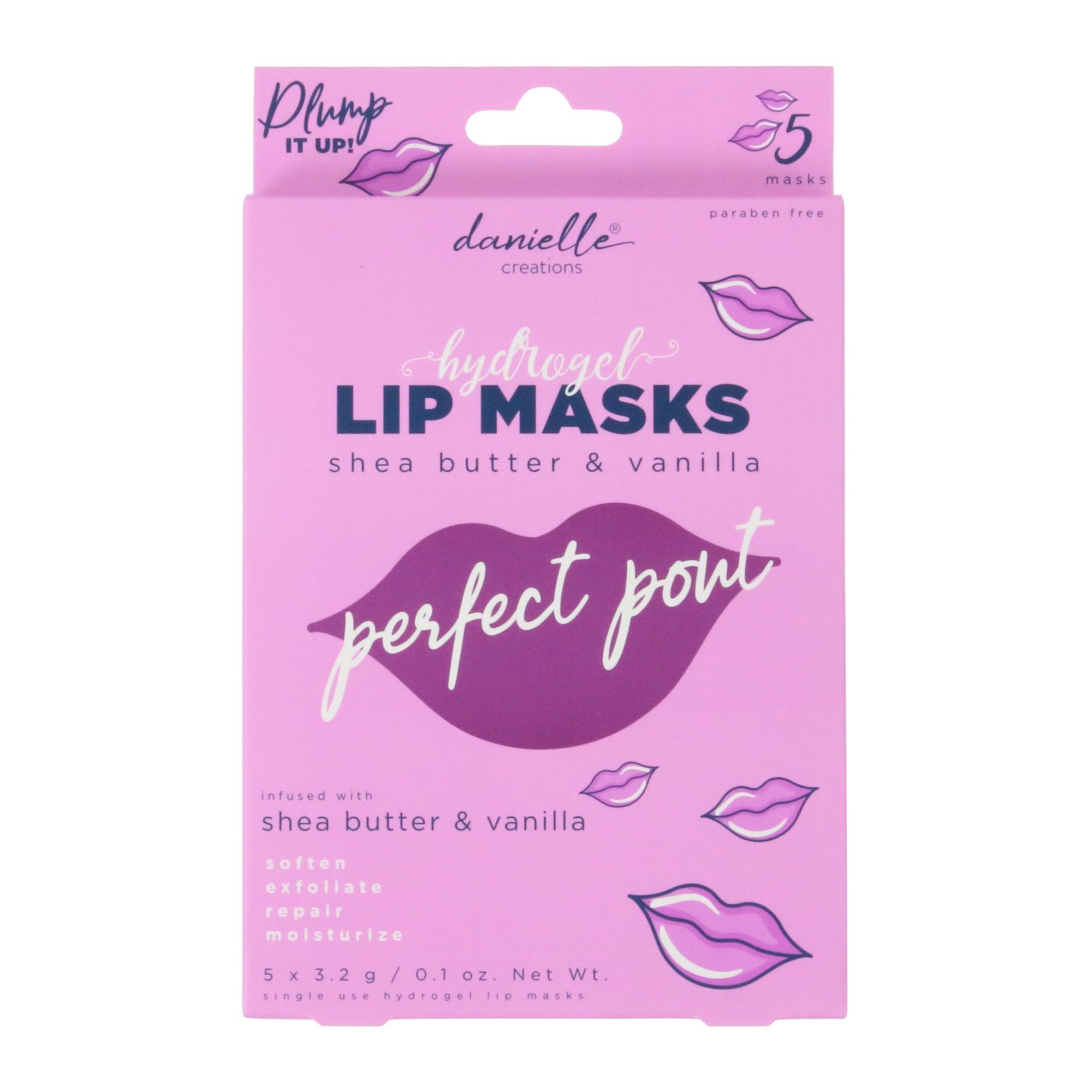 Perfect Pout Hydrogel Lip Masks 5-Pack - Shea Butter & Vanilla