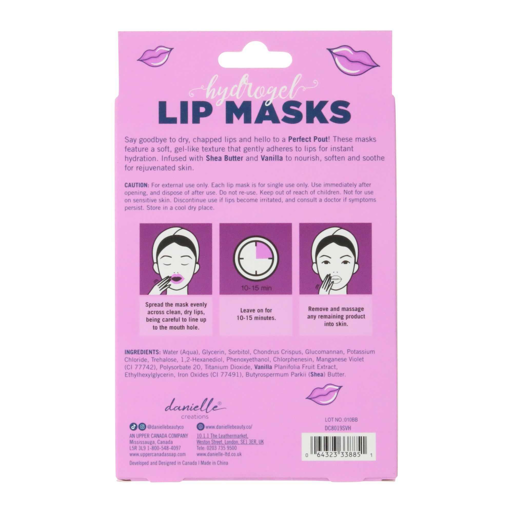 Perfect Pout Hydrogel Lip Masks 5-Pack - Shea Butter & Vanilla