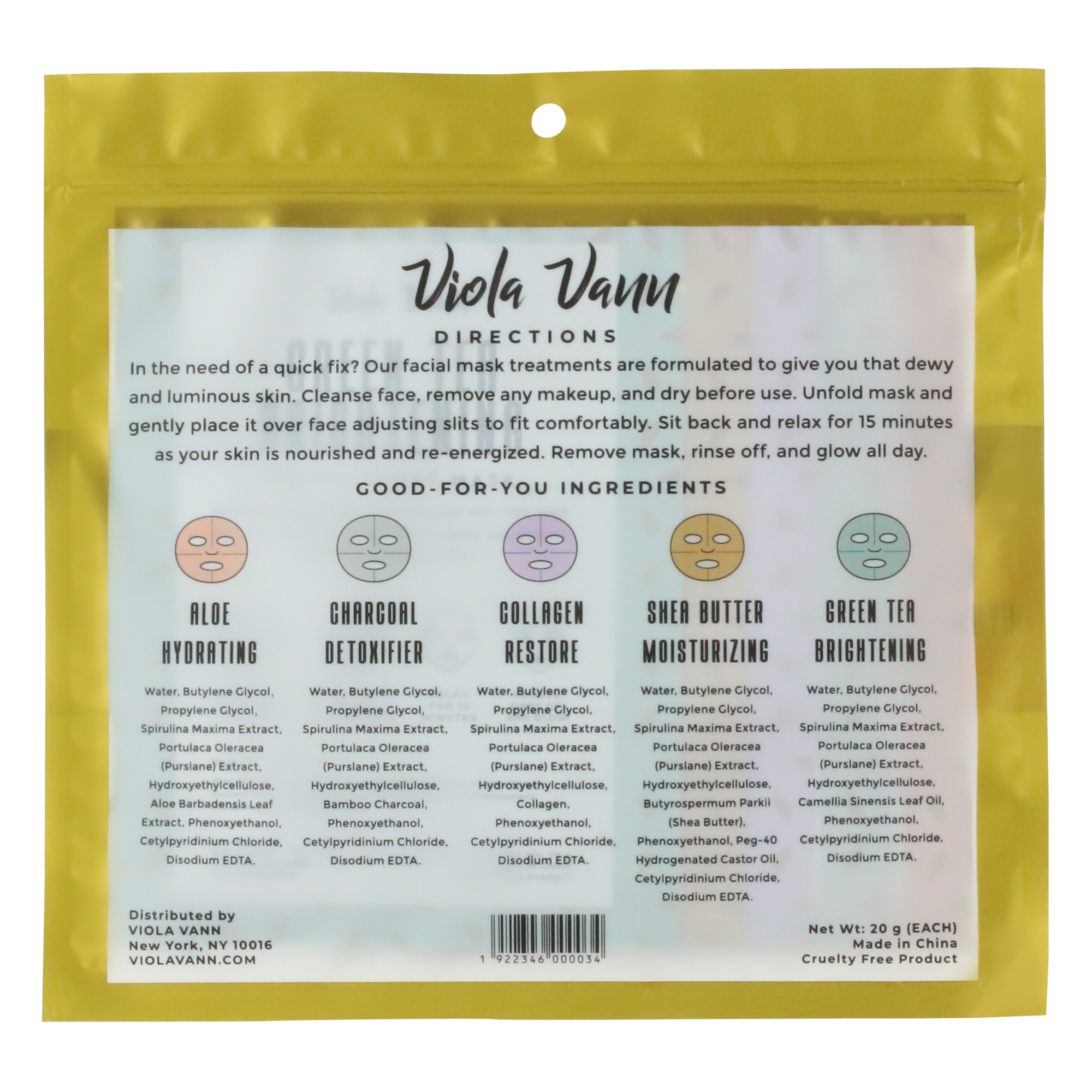 Viola Vann 5 Facial Sheet Masks Collection