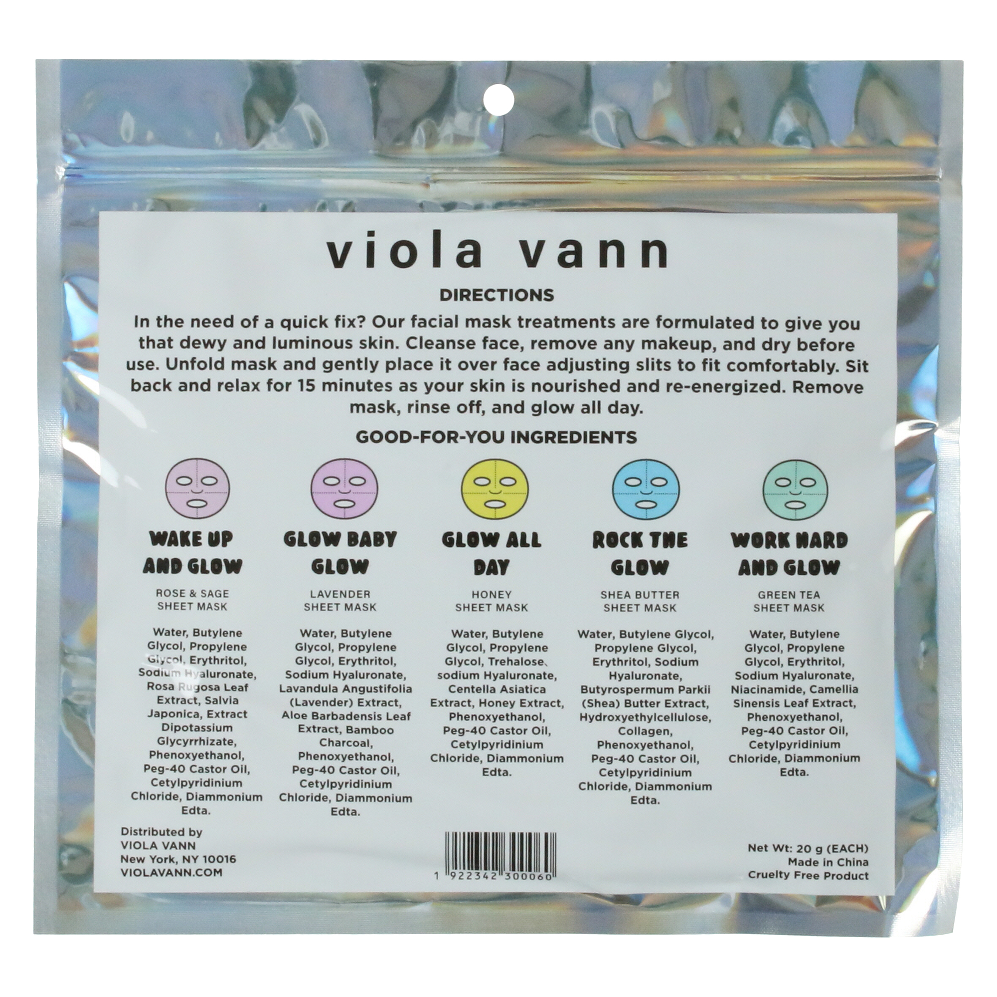 Viola Vann 5 Facial Sheet Masks Set