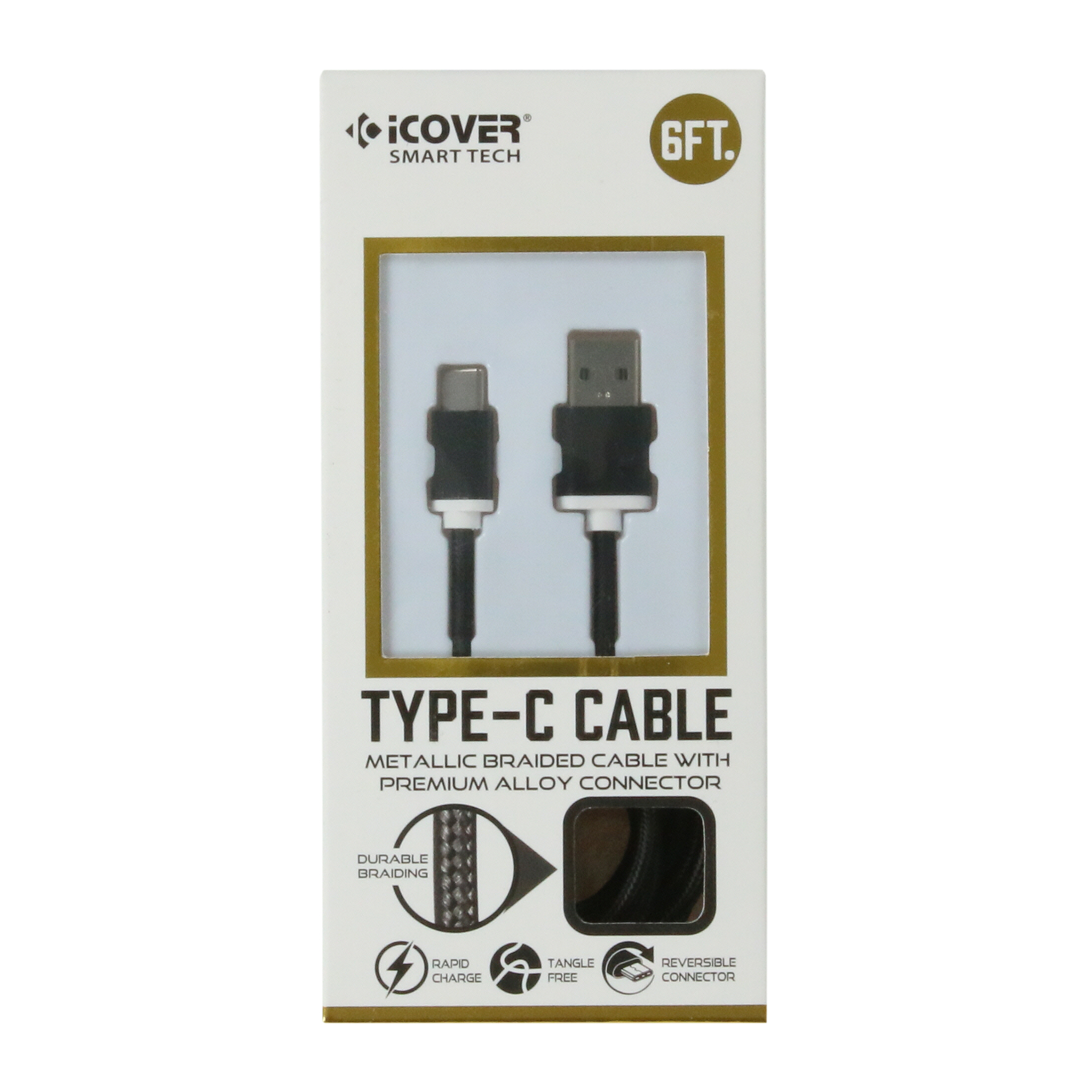 6ft Metallic Braided USB-C Cable
