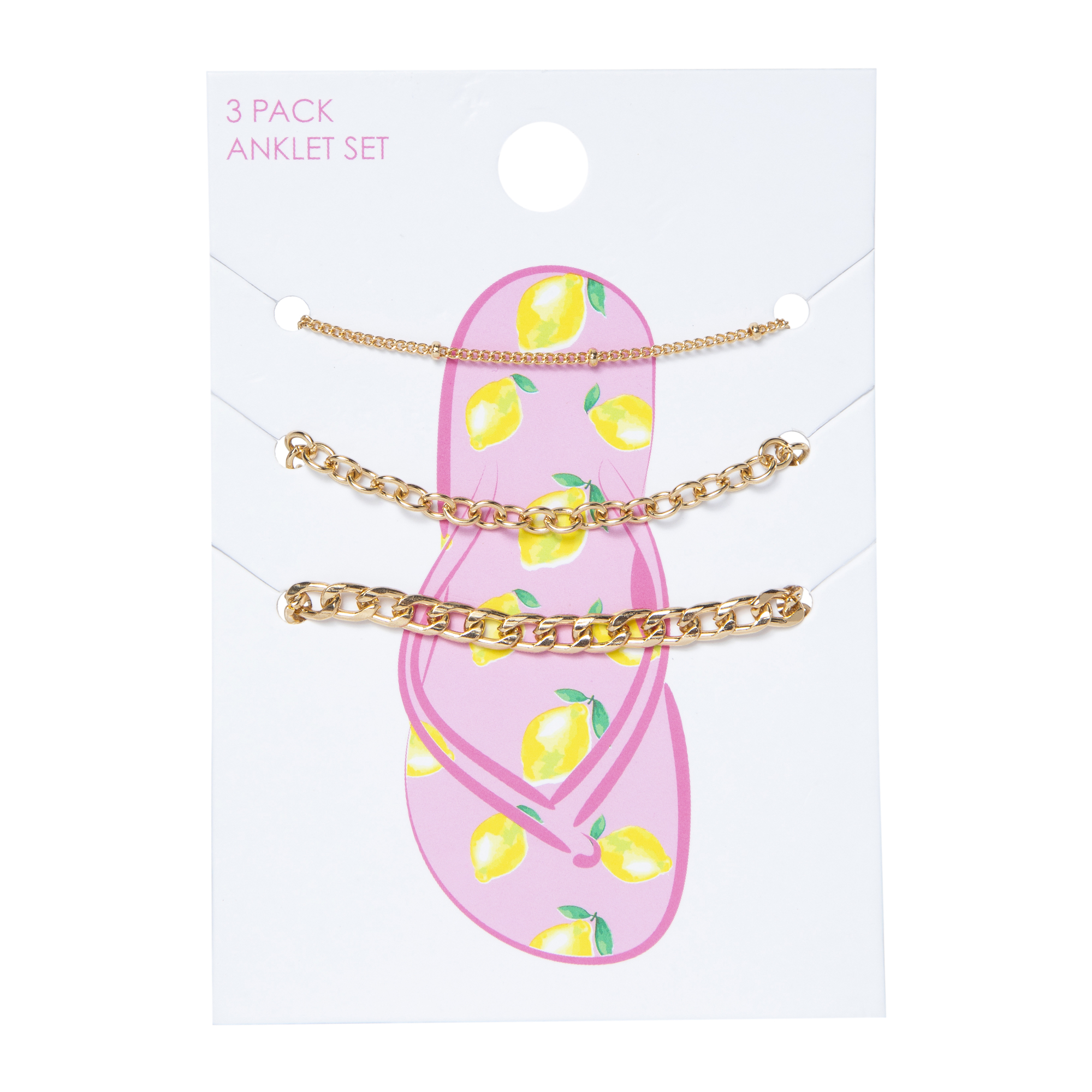 Gold Chain Anklets 3-Count