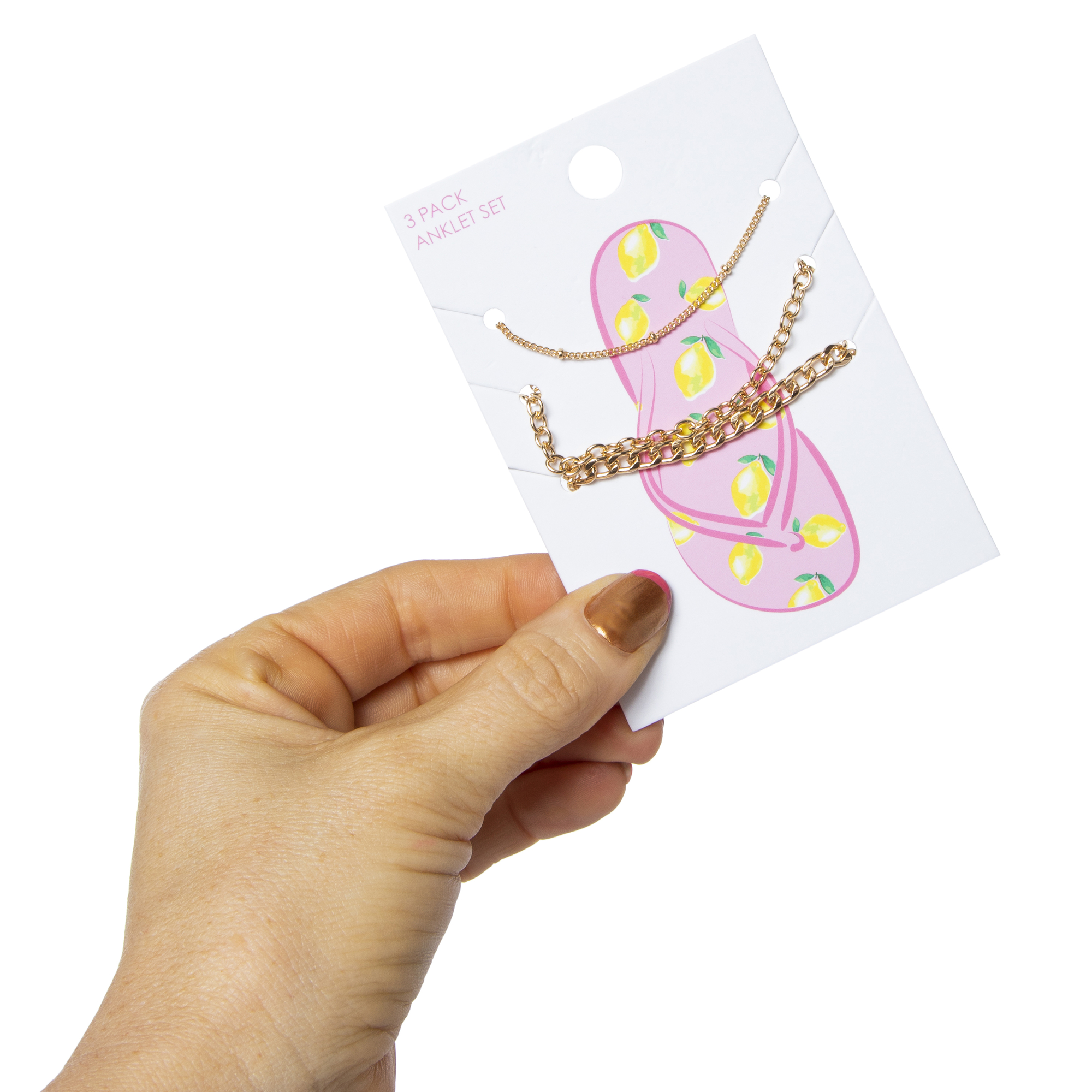 Gold Chain Anklets 3-Count