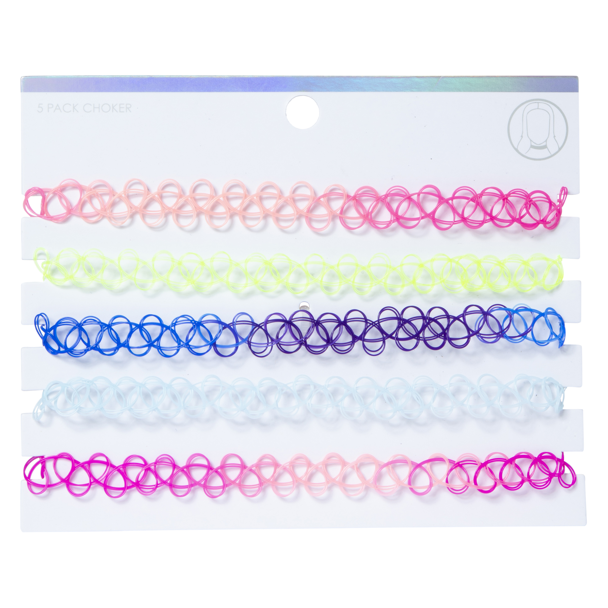 Multicolor Bright Lace Choker Necklaces 5-Count