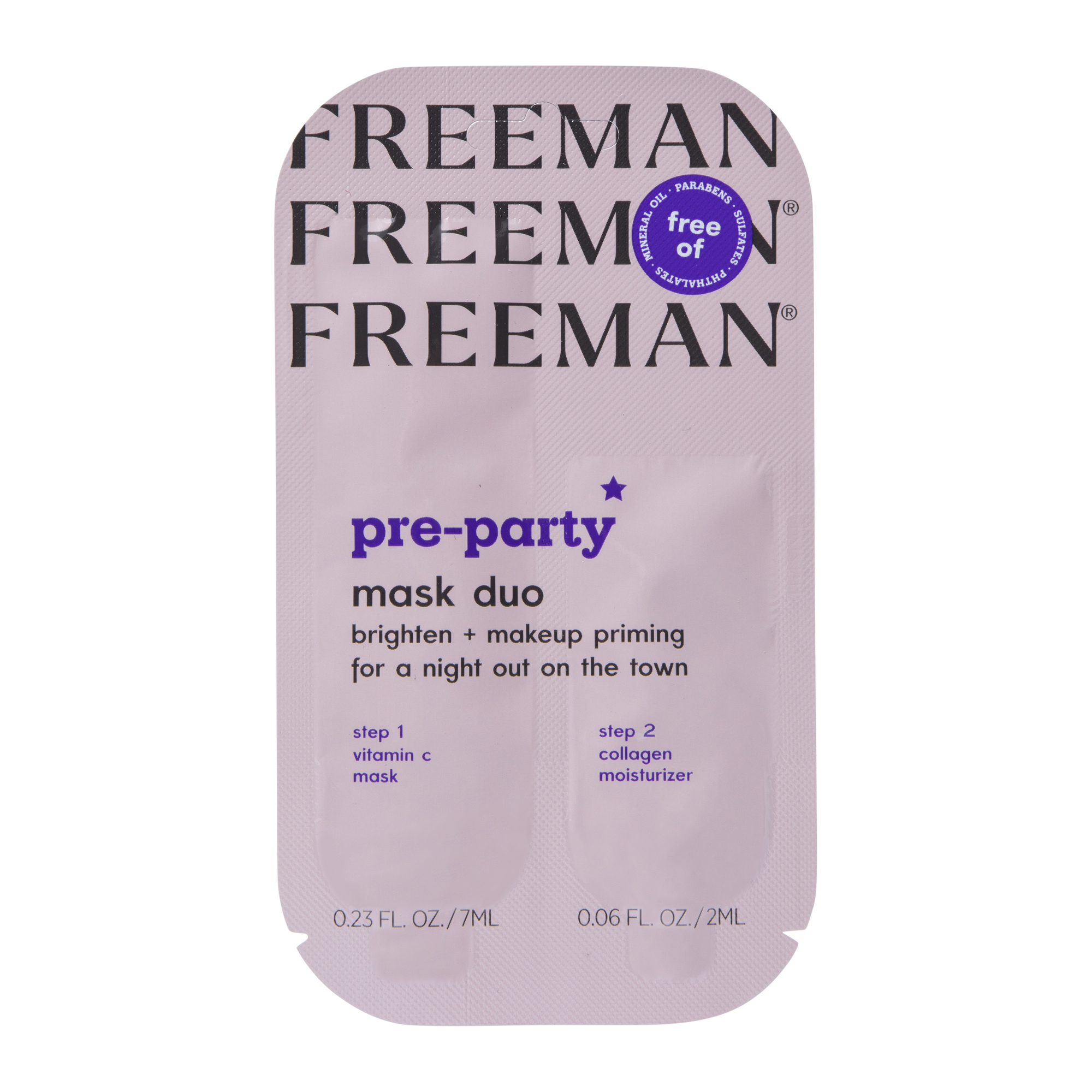 Freeman® Pre-Party Mask Duo, Brighten + Makeup Priming