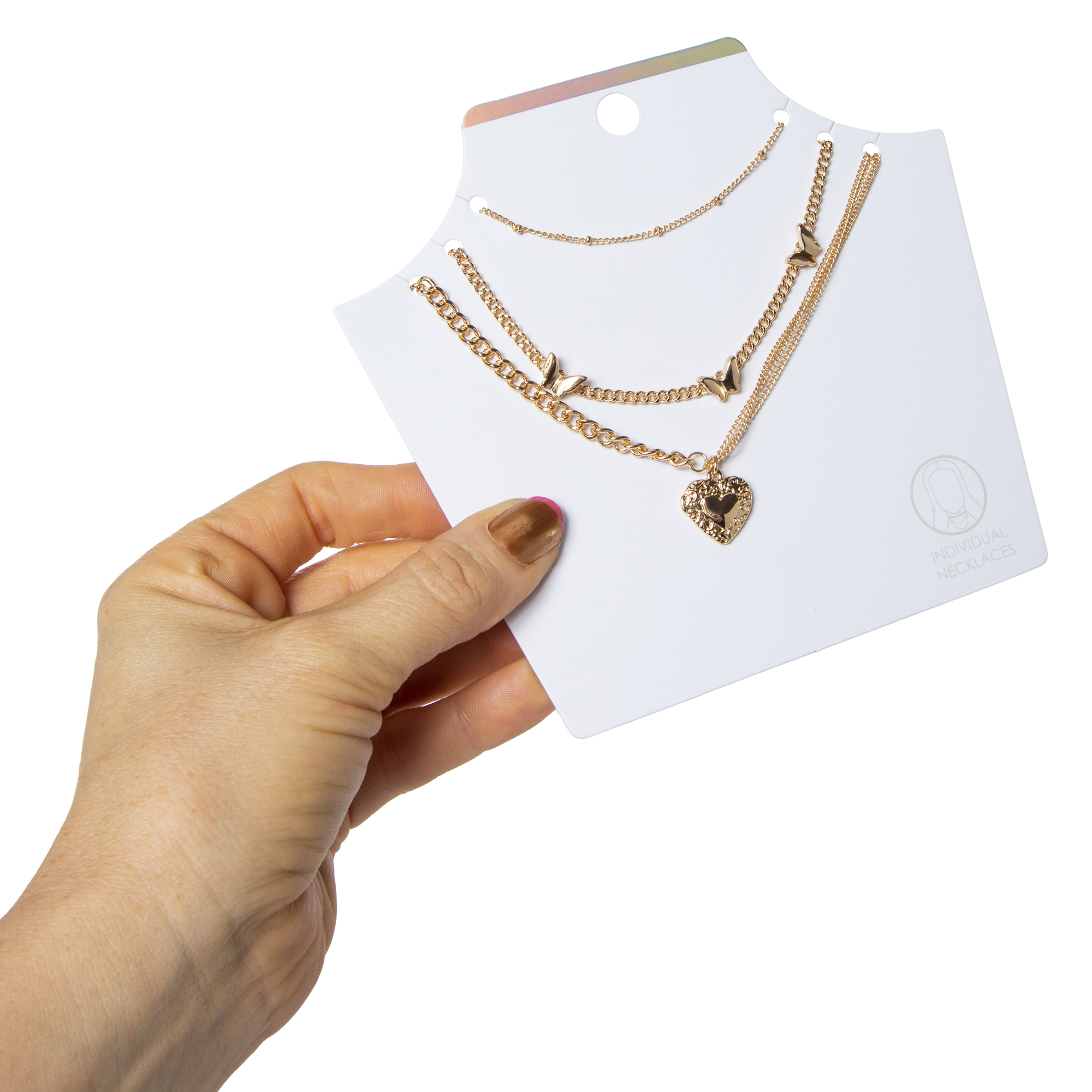 Gold Locket & Butterfly Layering Necklaces Set, 3-Piece