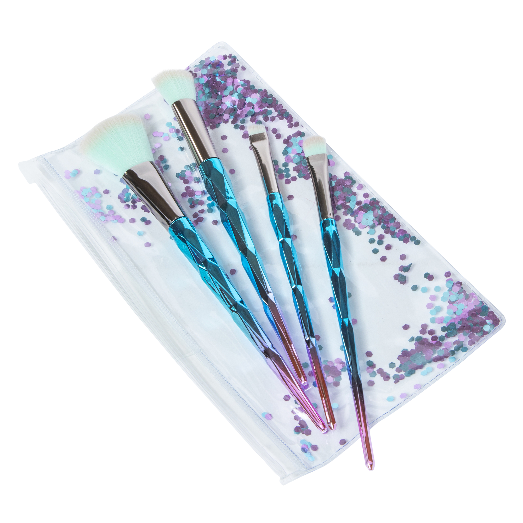 4-Piece Ombre Makeup Brush Set & Shaky Glitter Bag