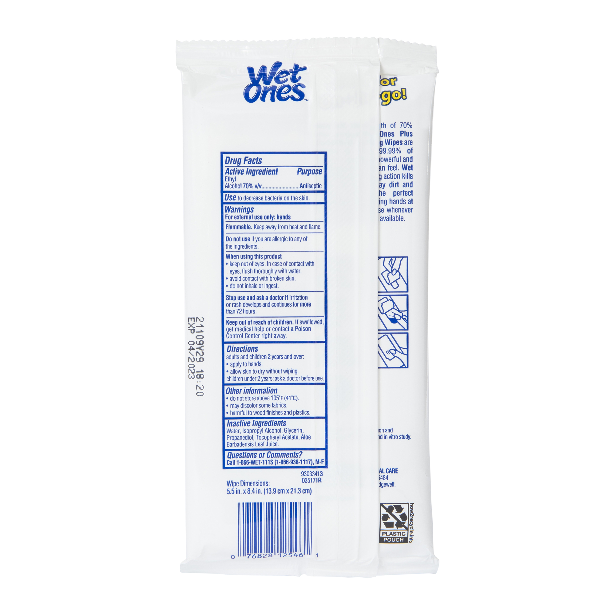 Wet Ones™ Plus 70% Alcohol Hand Sanitizing Wipes 20-Count