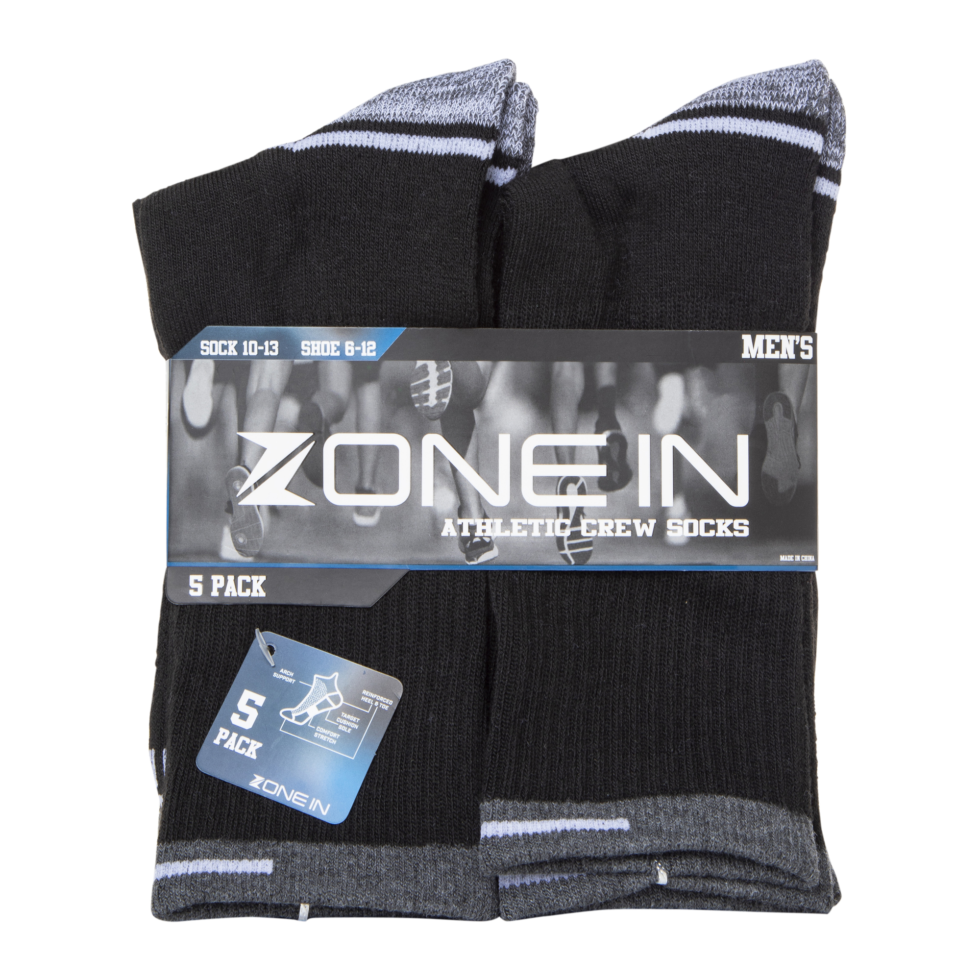 Mens Athletic Crew Socks 5-Pack