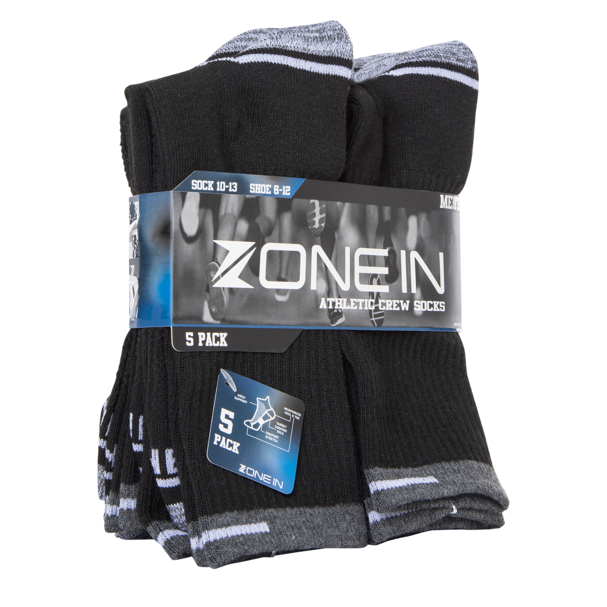Mens Athletic Crew Socks 5-Pack