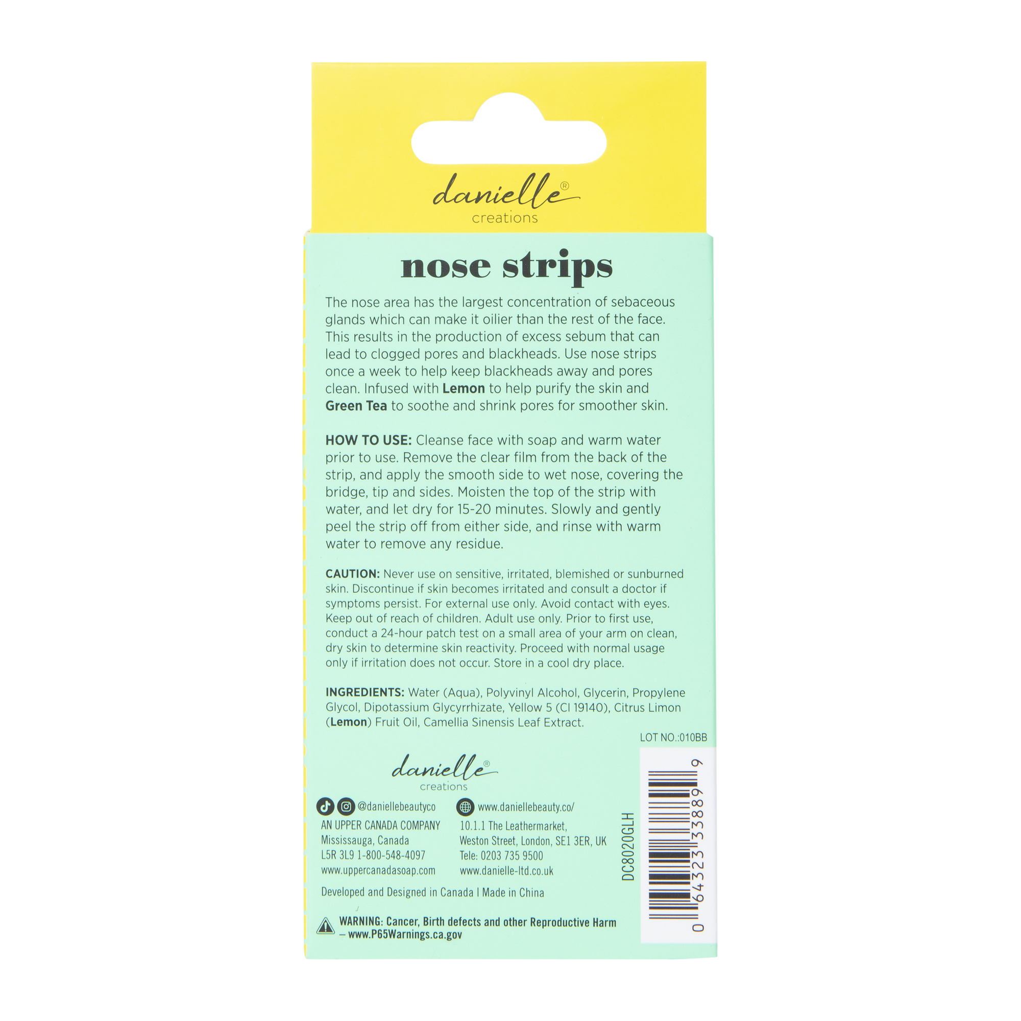 Danielle Creations® Green Tea & Lemon Nose Strips 8-Pack