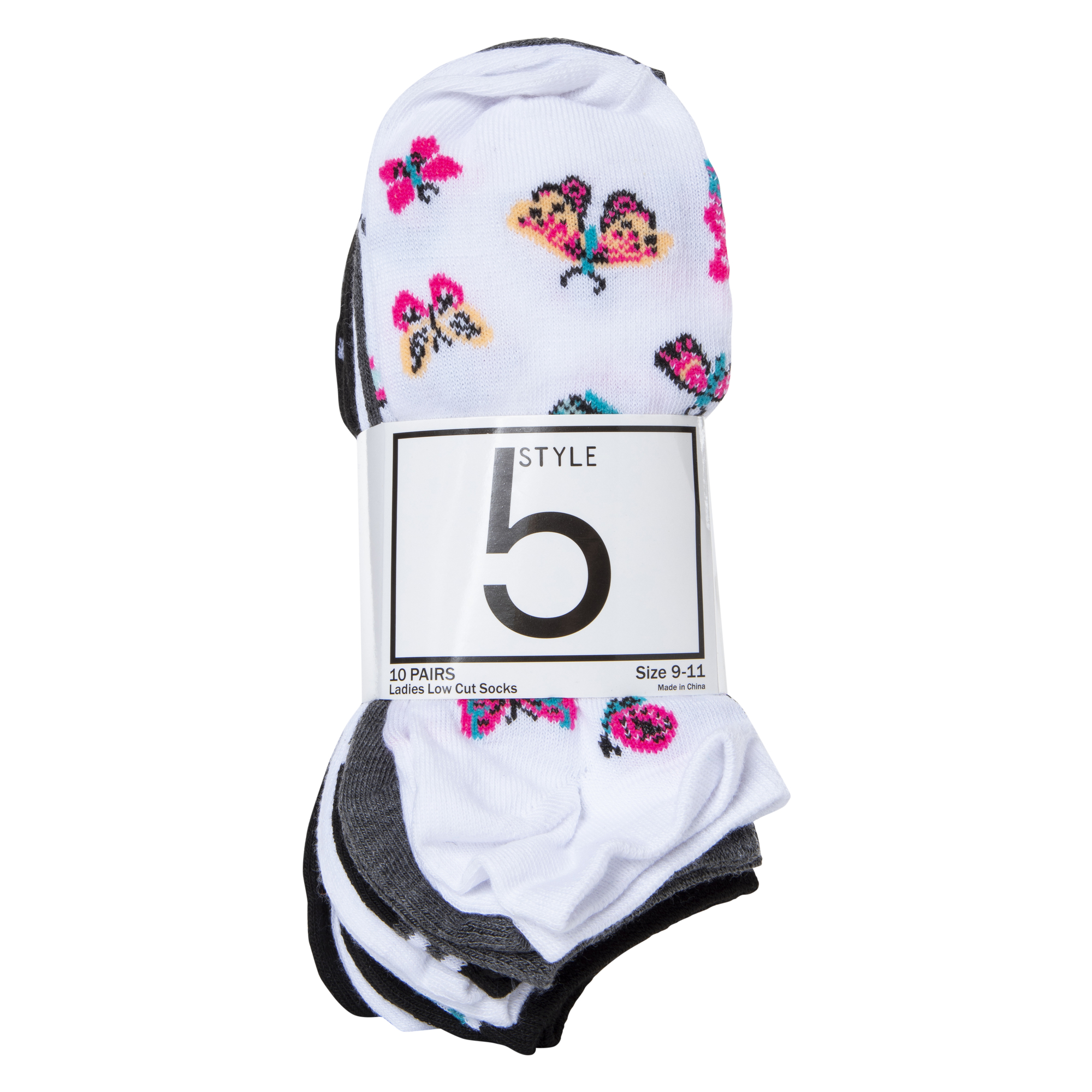 Low-Cut Ankle Socks 10-Pack - Butterflies