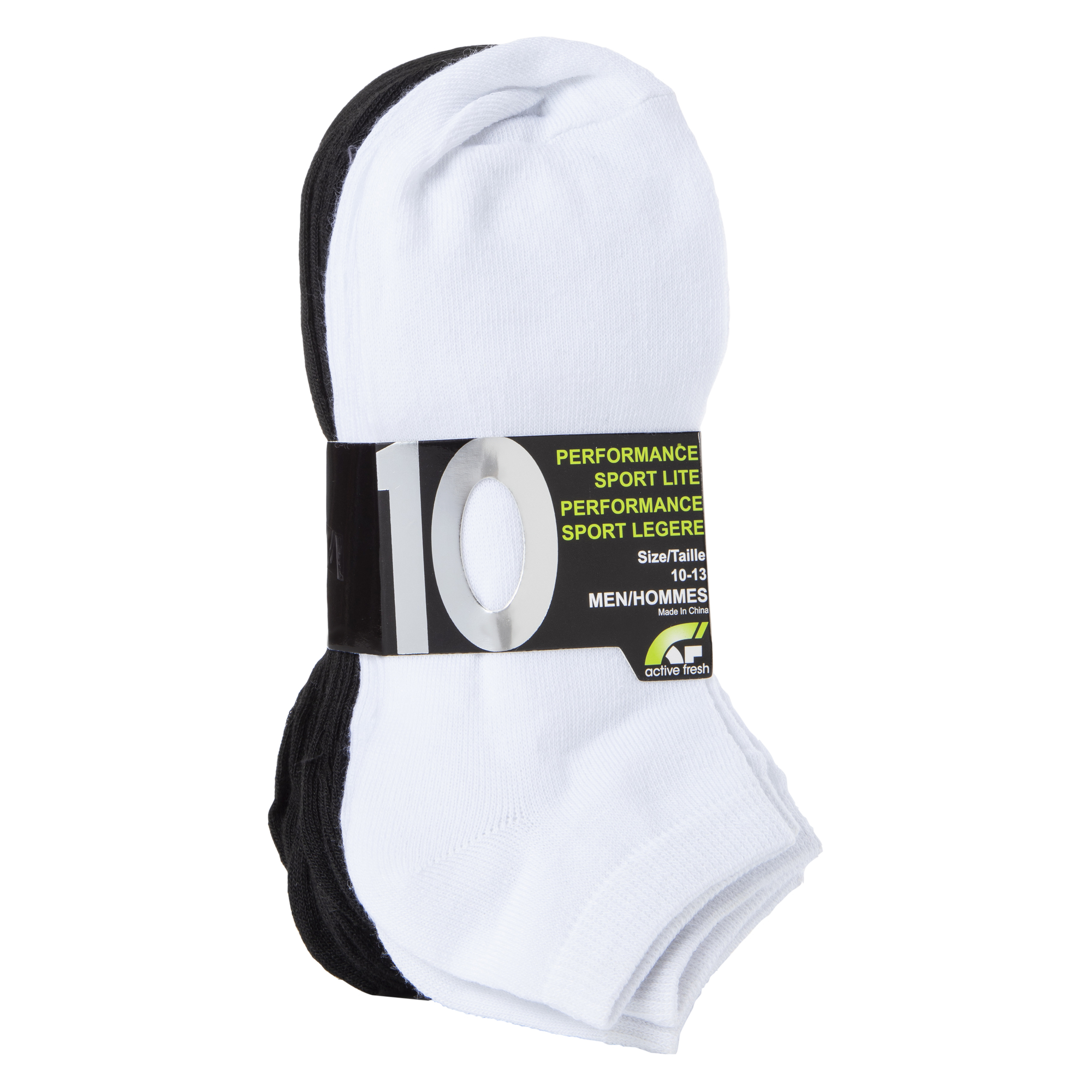 Mens Sport Ankle Socks, Black & White 10-Pack