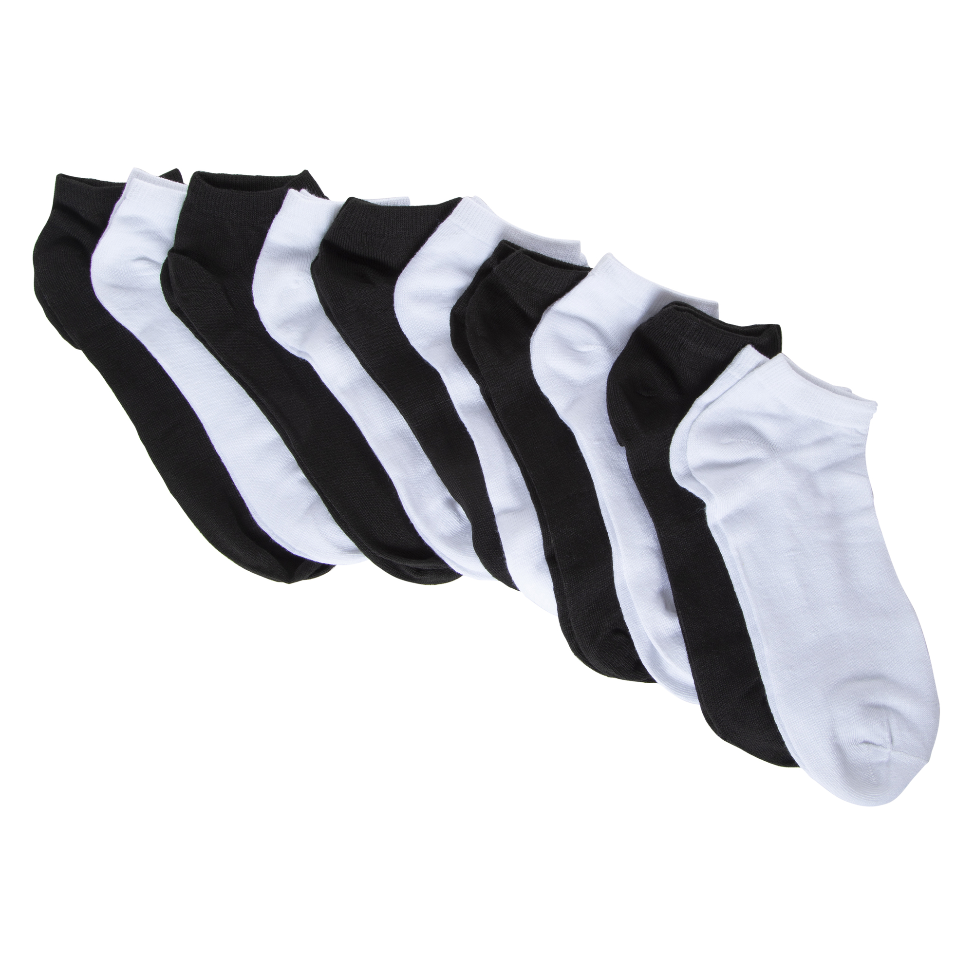 Mens Sport Ankle Socks, Black & White 10-Pack