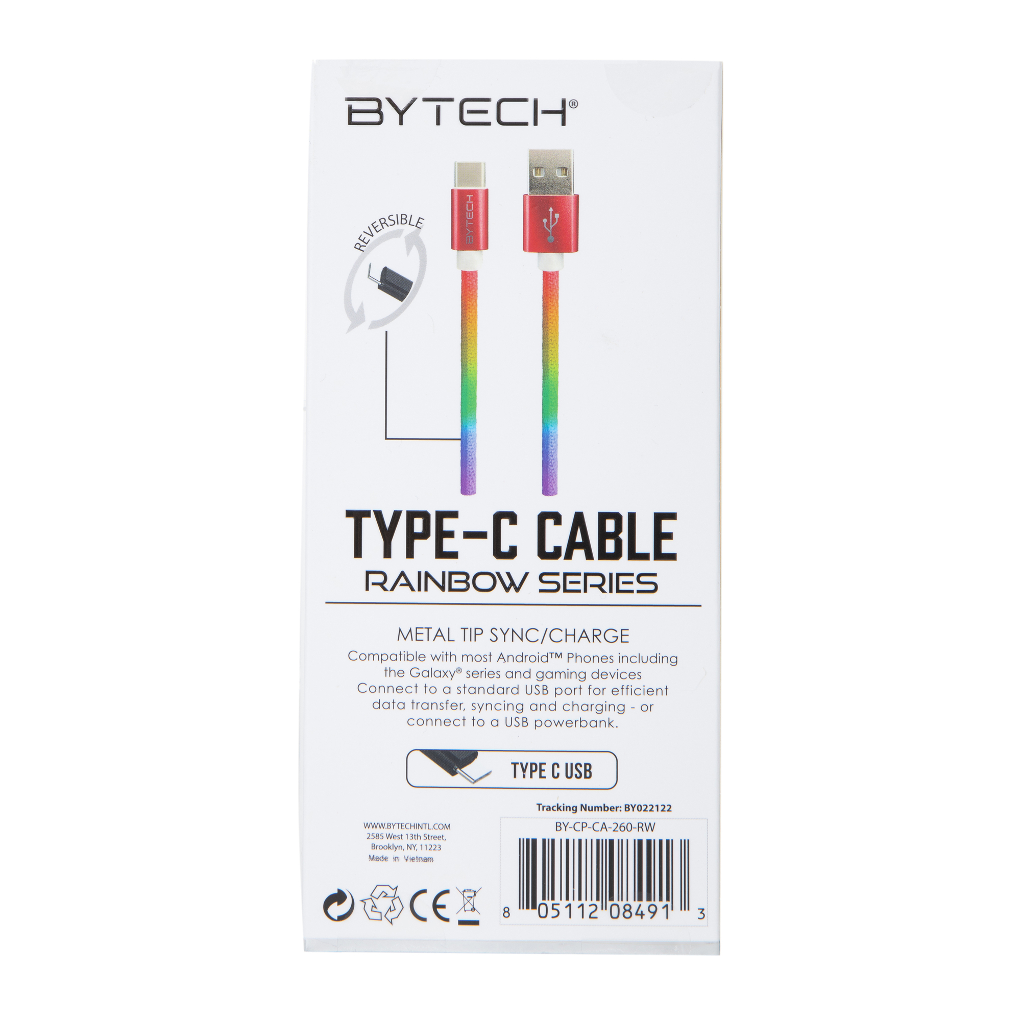 4ft Neon Rainbow USB-C Cable