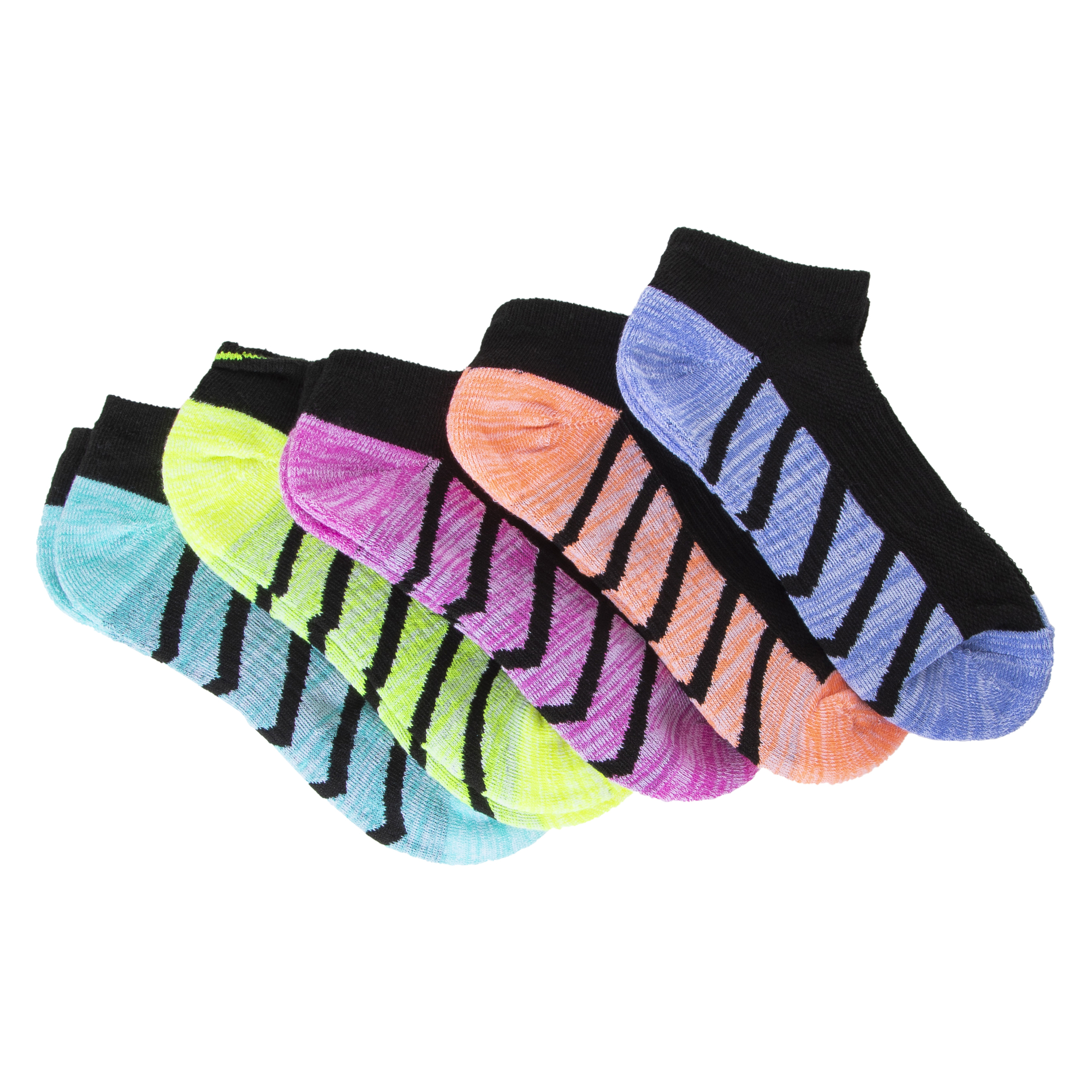 Series-8 Fitness™ Women's Low-Cut Socks Black & Brights 5-Pack