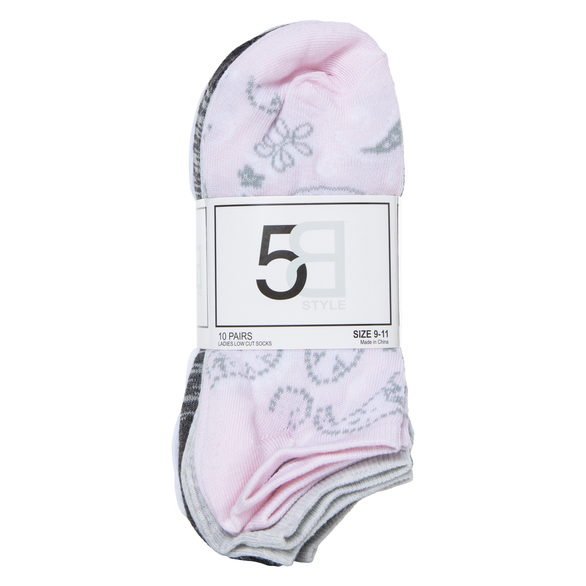 Low-Cut Ankle Socks 10-Pack - Pastel Paisley