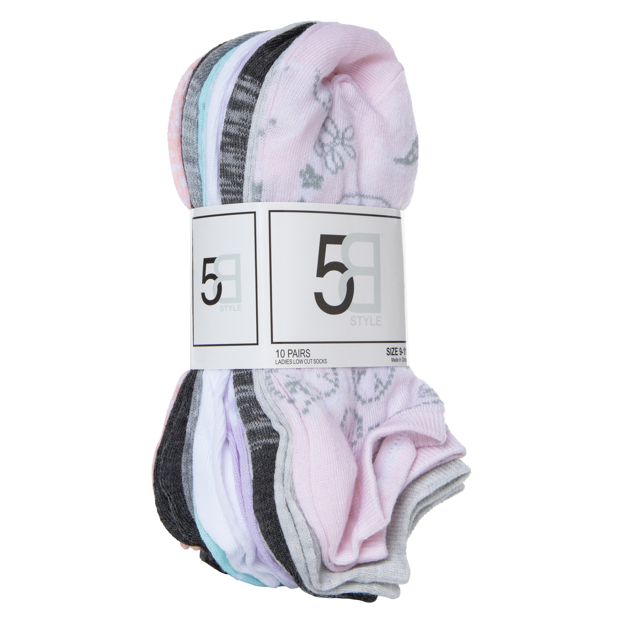 Low-Cut Ankle Socks 10-Pack - Pastel Paisley