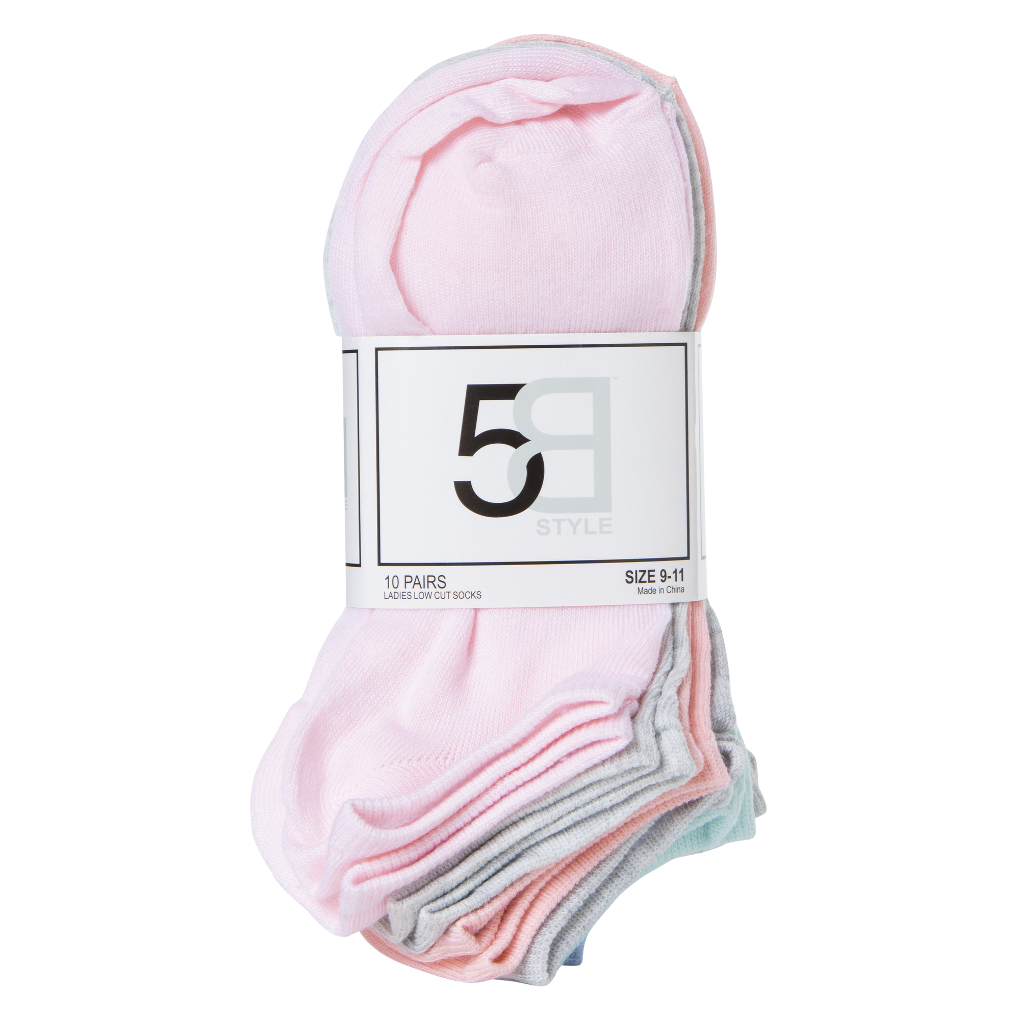 Ladies Pastel Low-Cut Socks 10-Pack