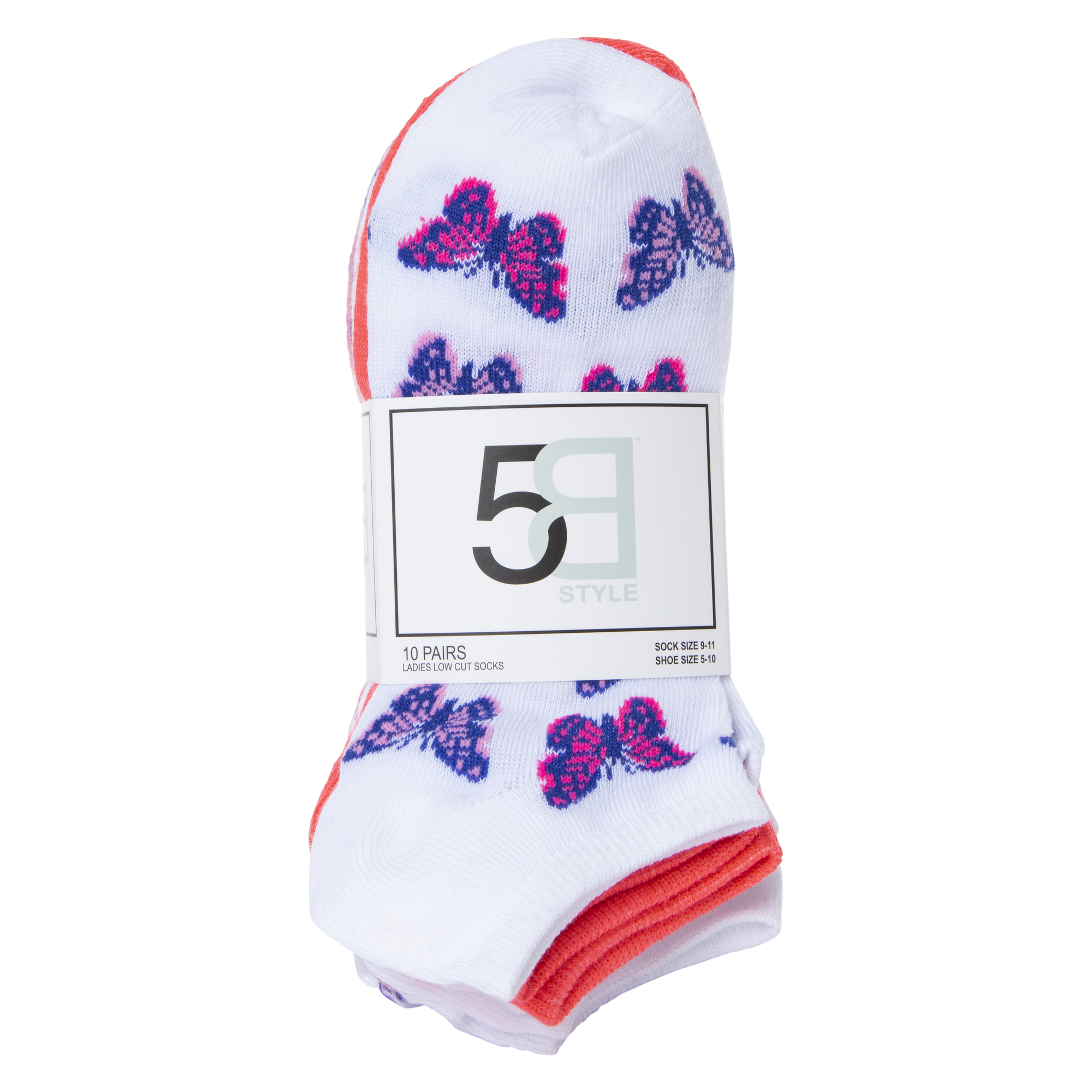 Low-Cut Ankle Socks 10-Pack - Dots & Butterflies