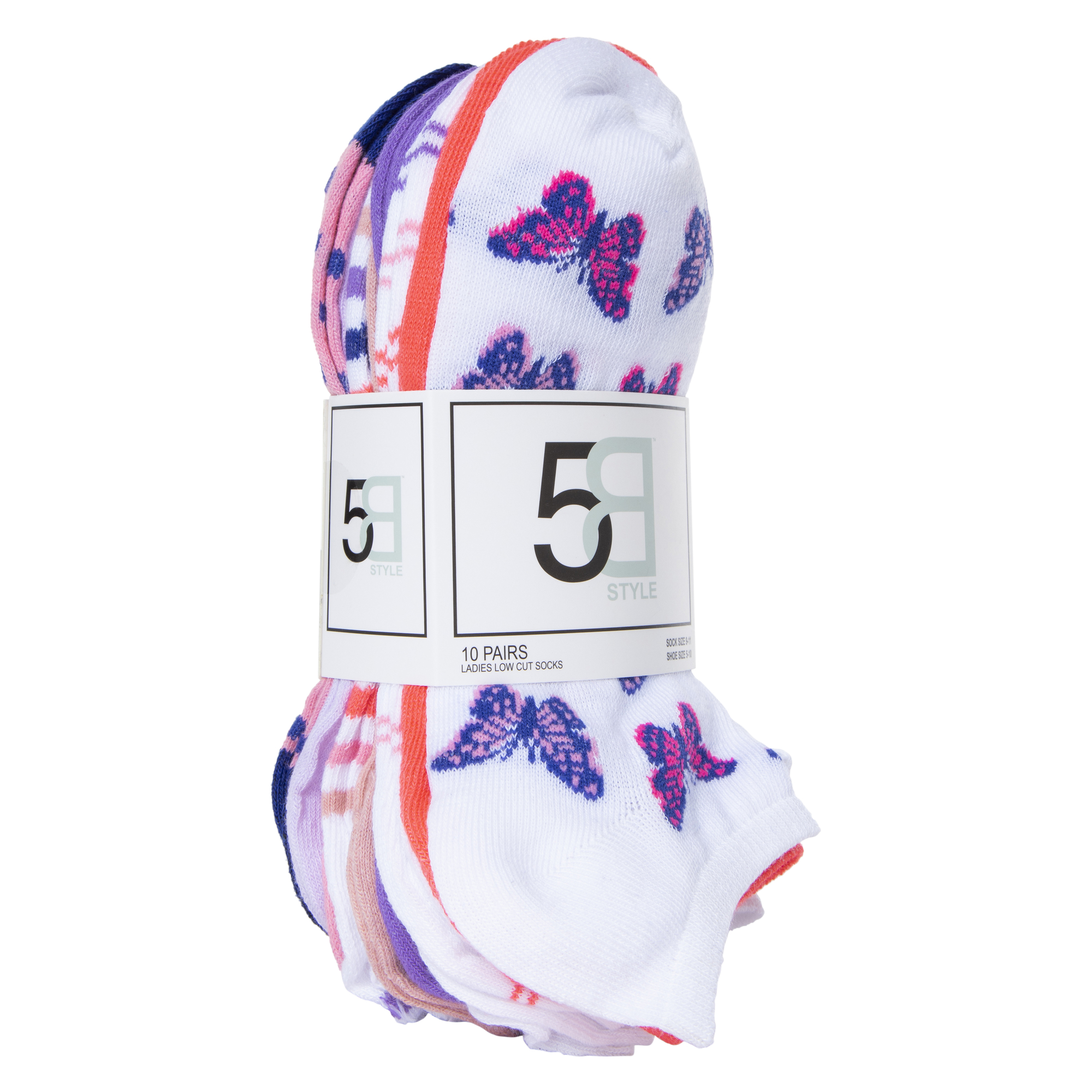 Low-Cut Ankle Socks 10-Pack - Dots & Butterflies