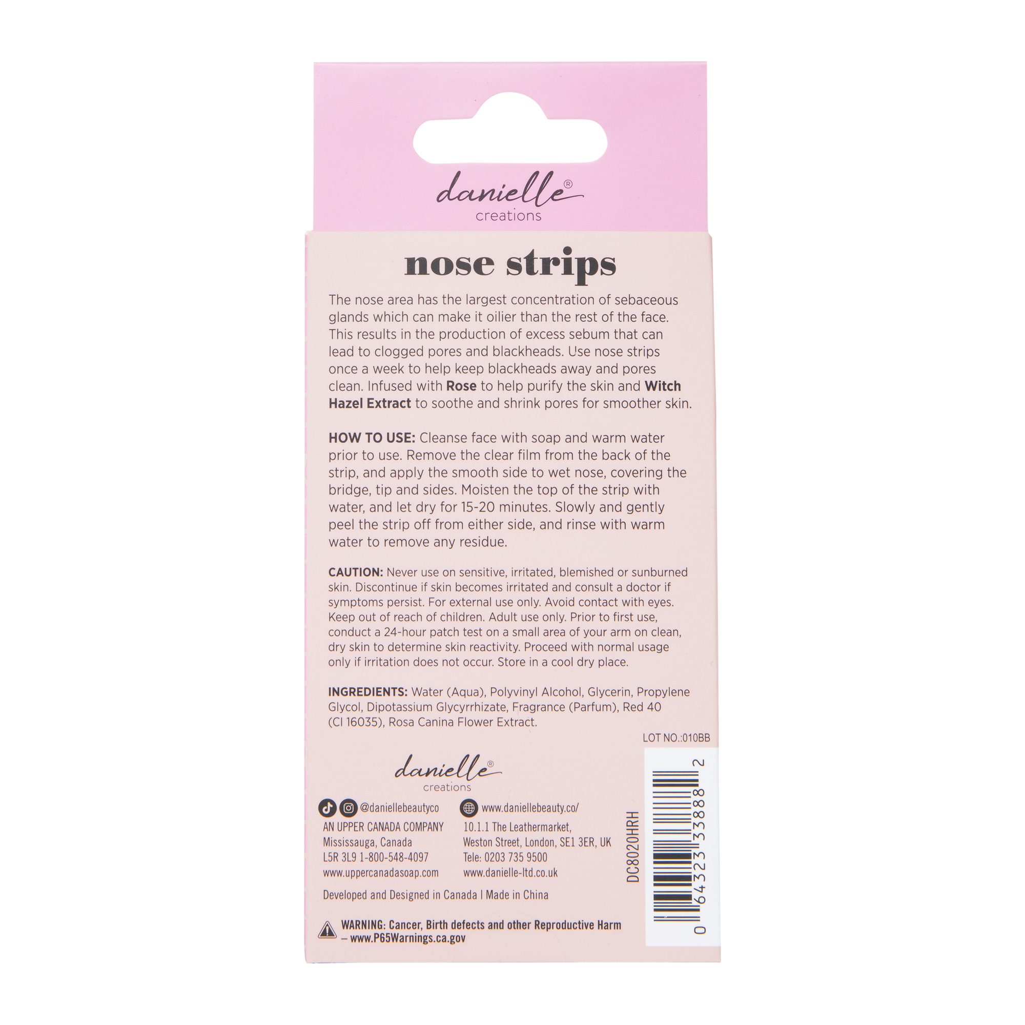 Danielle Creations® Witch Hazel & Rose Nose Strips 8-Pack