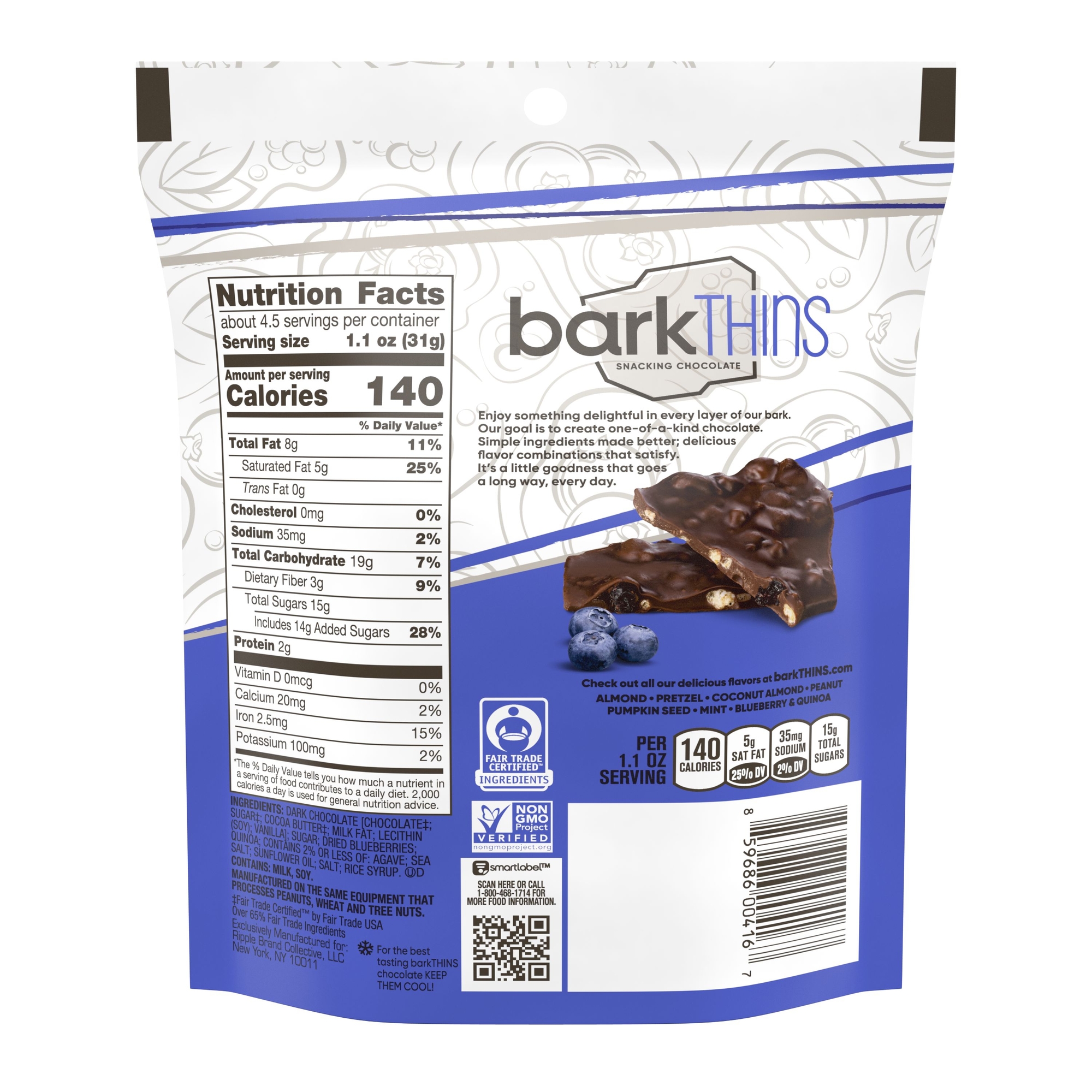 Bark Thins® Dark Chocolate Blueberry & Quinoa 4.7oz