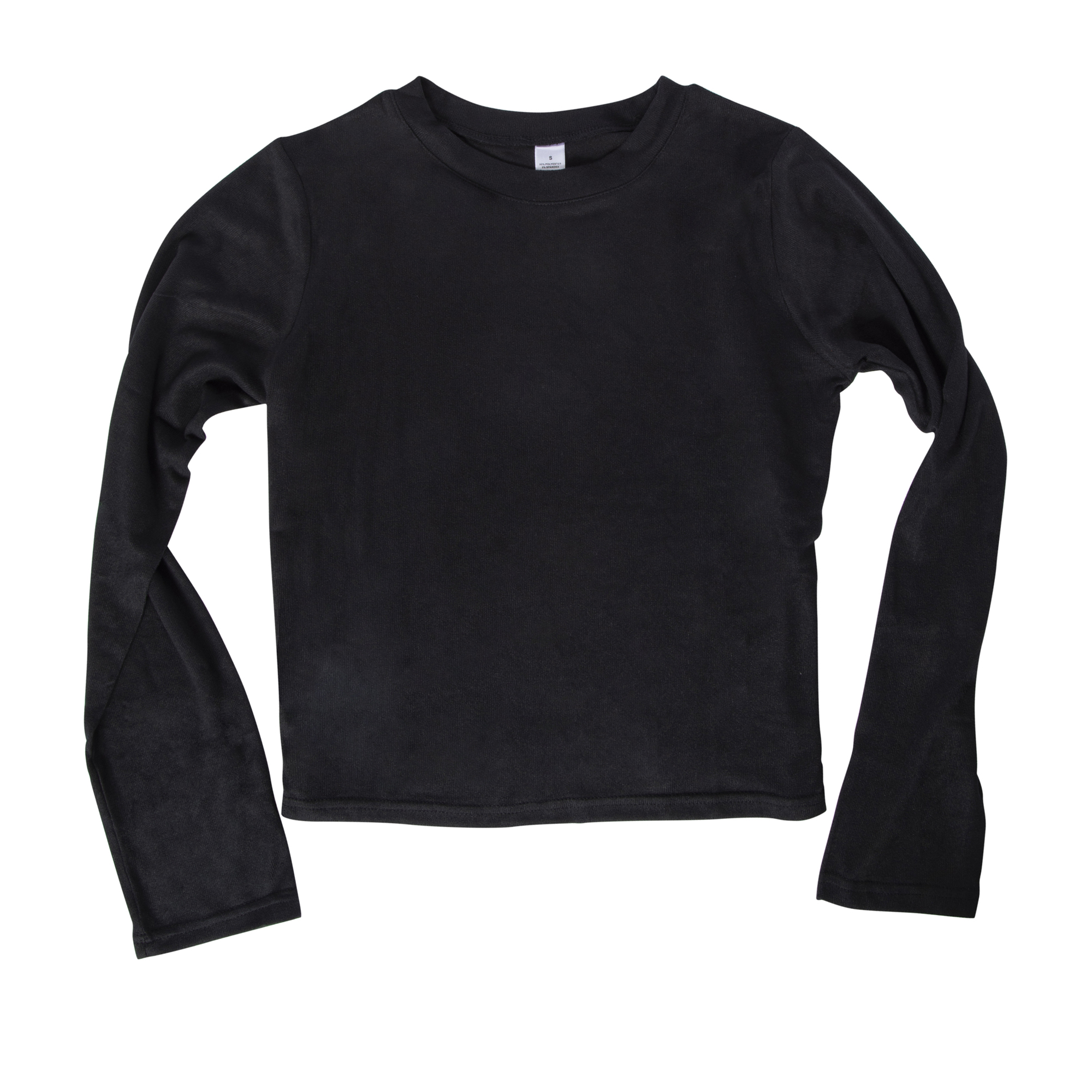 Juniors Black Flowy Cropped Long-Sleeve Tee