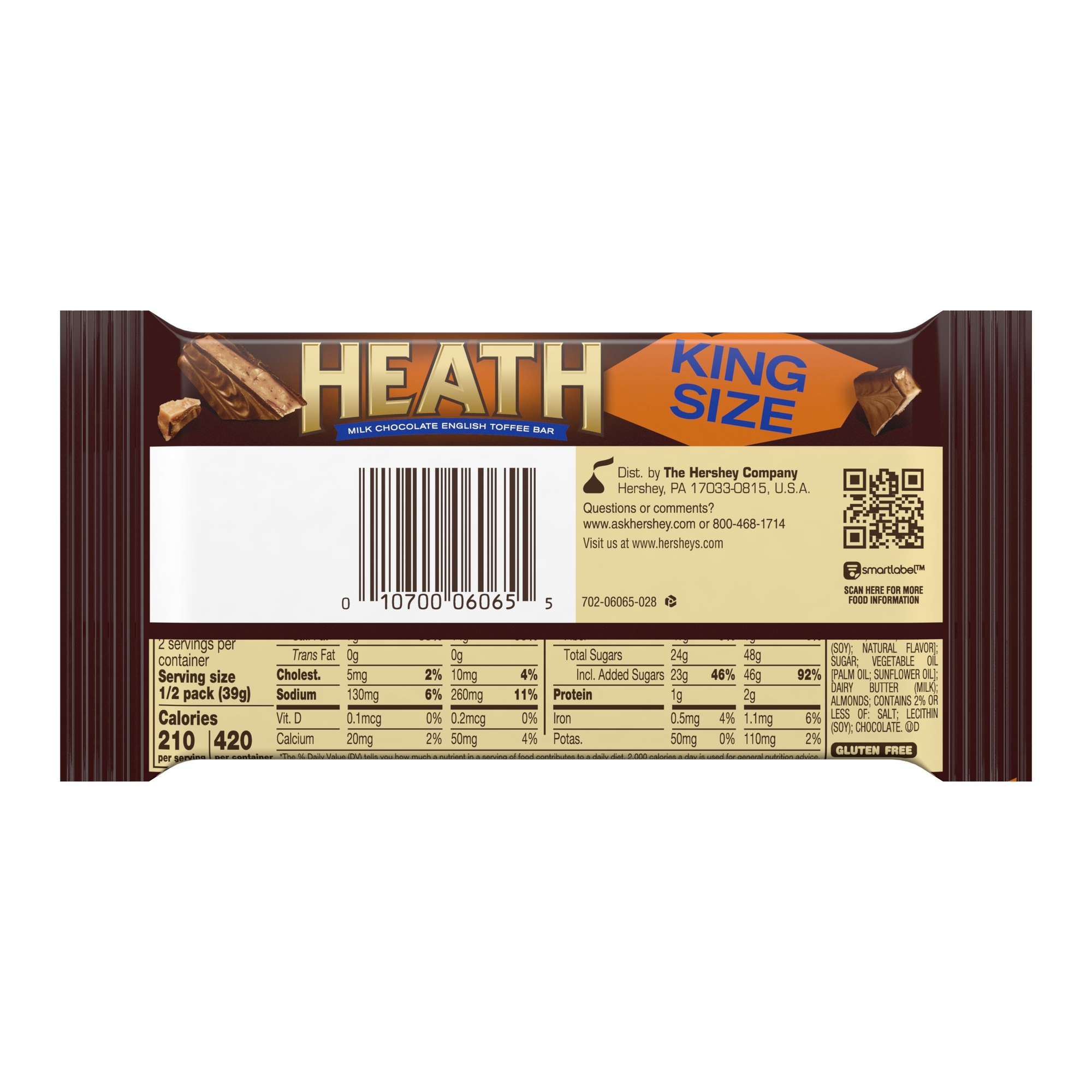 Heath Milk Chocolate English Toffee King Size Candy Bar 2.8oz