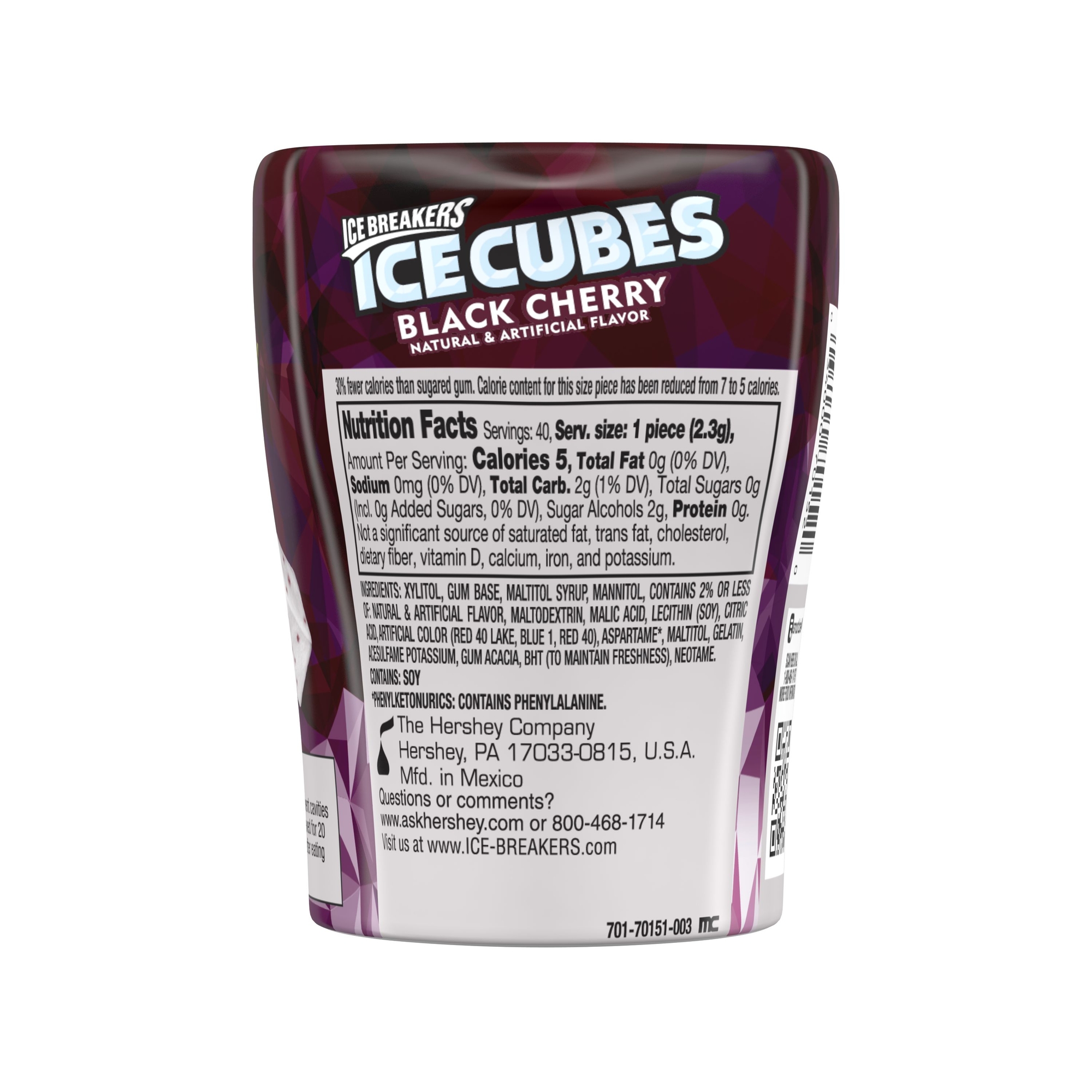 Ice Breakers Ice Cubes Black Cherry Sugar Free Gum 40 Pieces