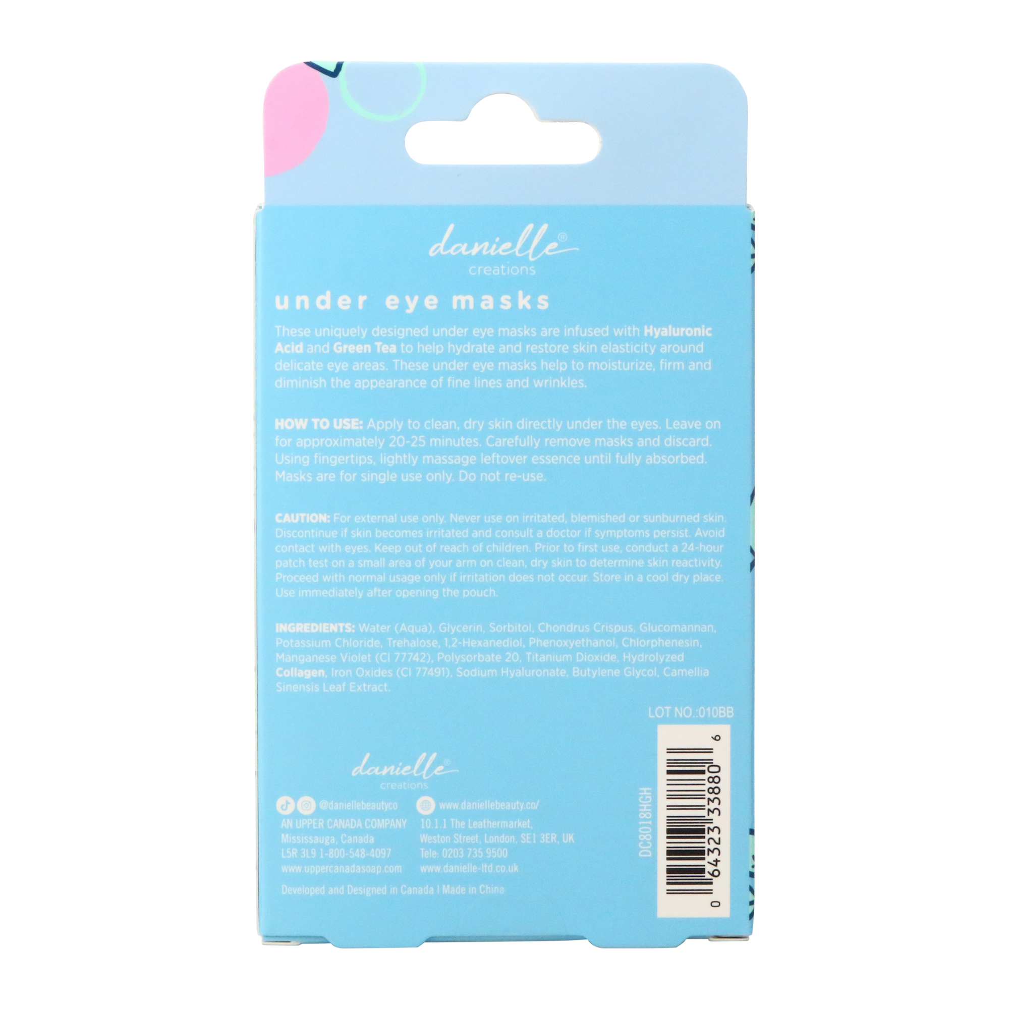 Danielle® Hydrogel Under-Eye Masks - Hyaluronic Acid + Green Tea, 5 Pairs