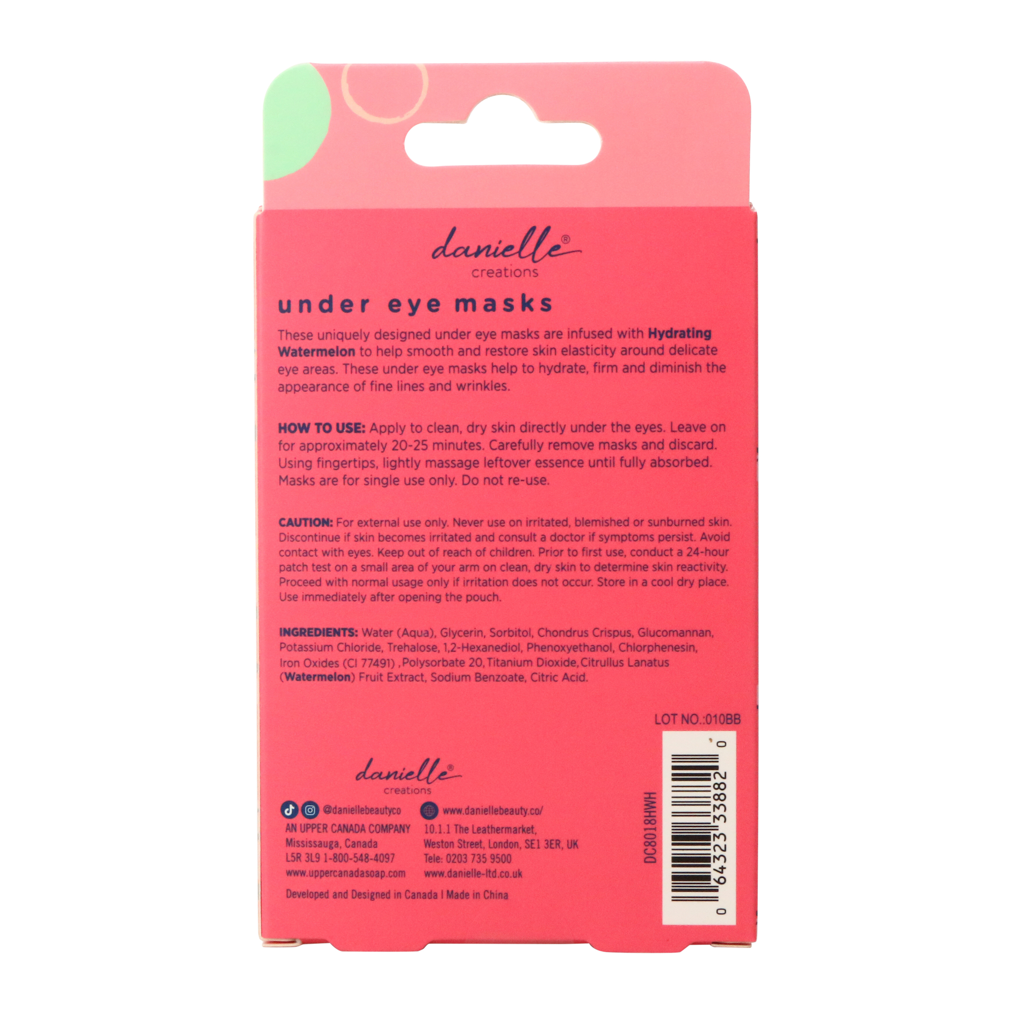 Danielle® Hydrogel Under-Eye Masks - Hydrating Watermelon, 5 Pairs