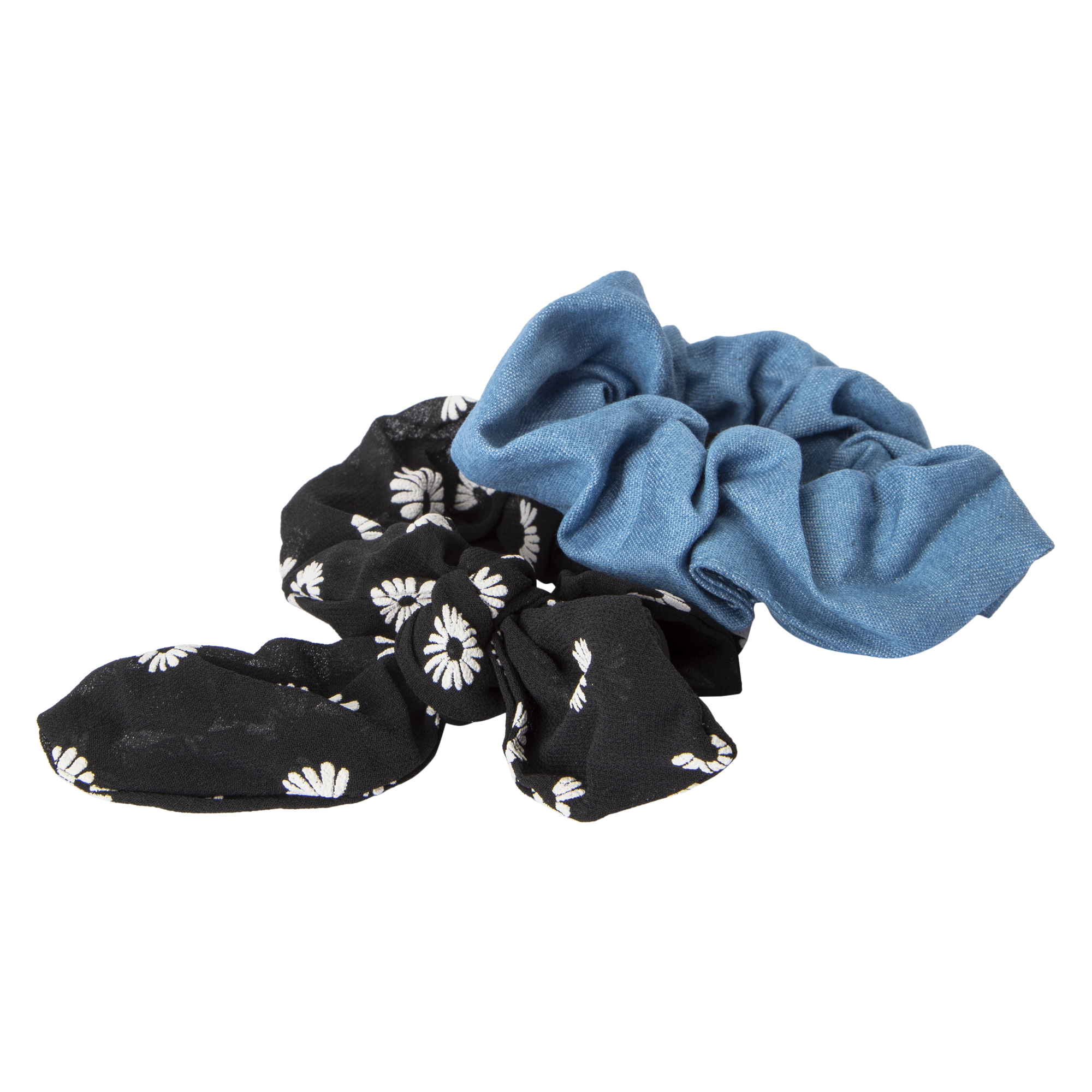 Chambray Bow Scrunchies 2-Pack Set