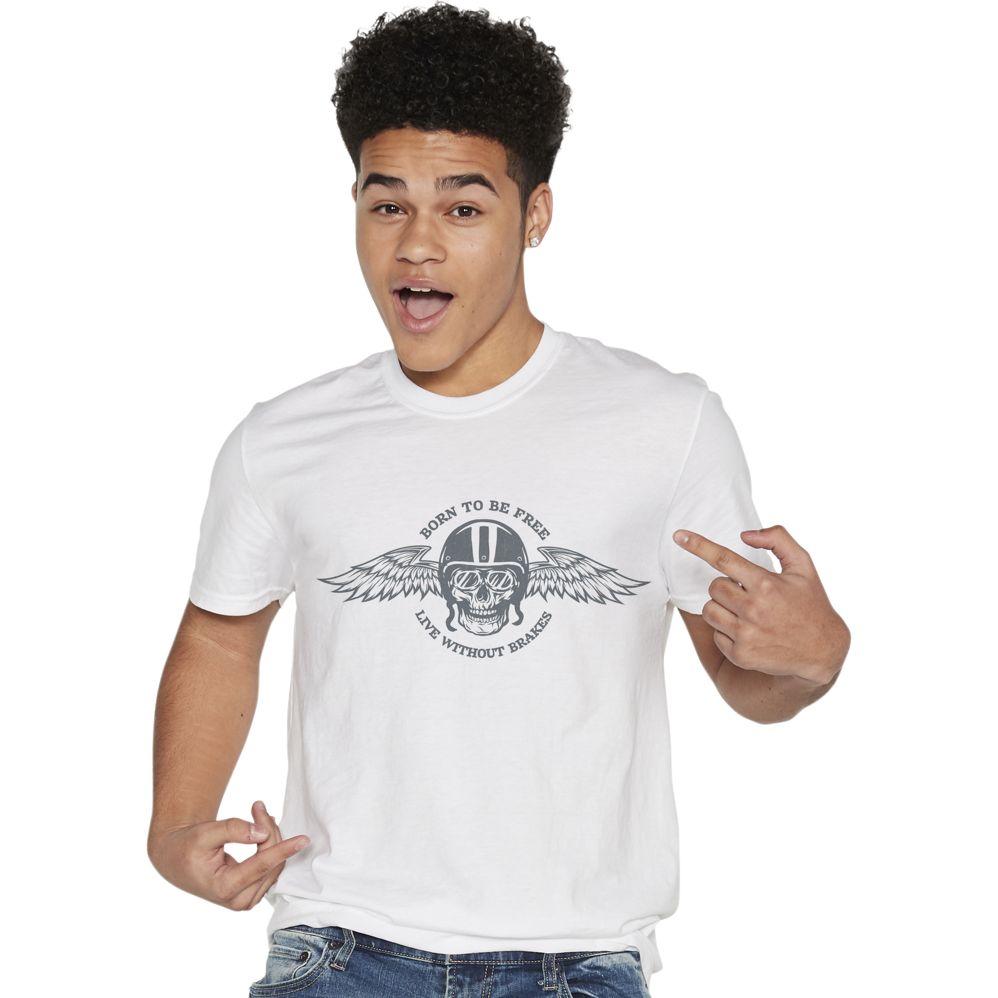 'Born To Be Free' Skull Graphic Tee