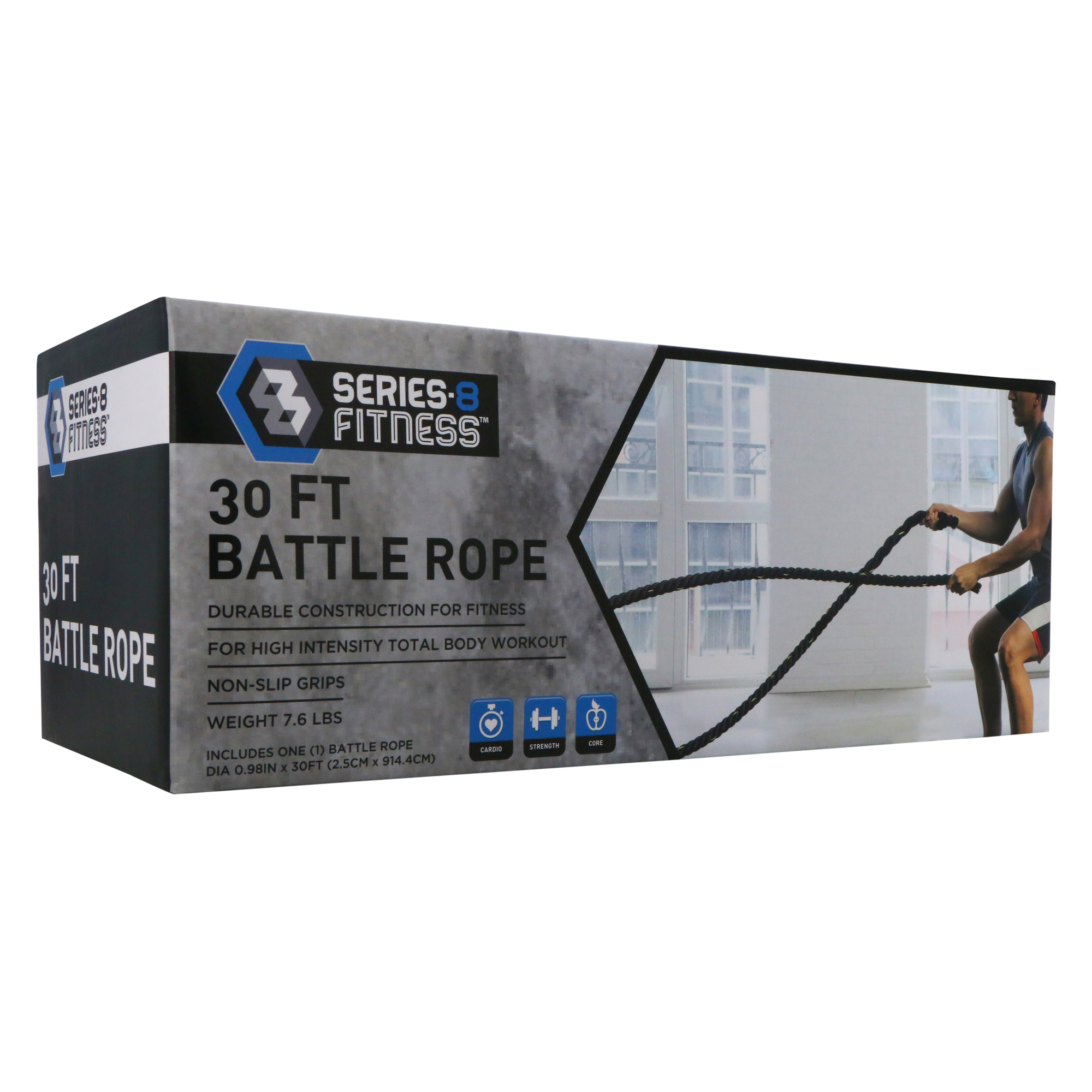 Series-8 Fitness™ 30ft Battle Rope, 7.6lbs