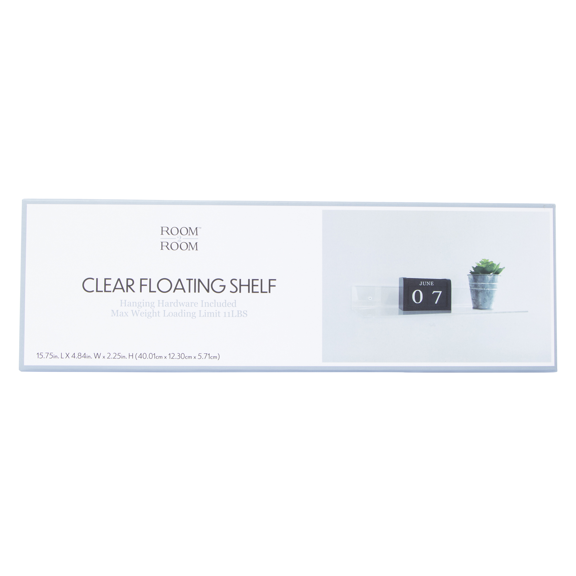 Clear Floating Shelf 15.75in x 4.8in