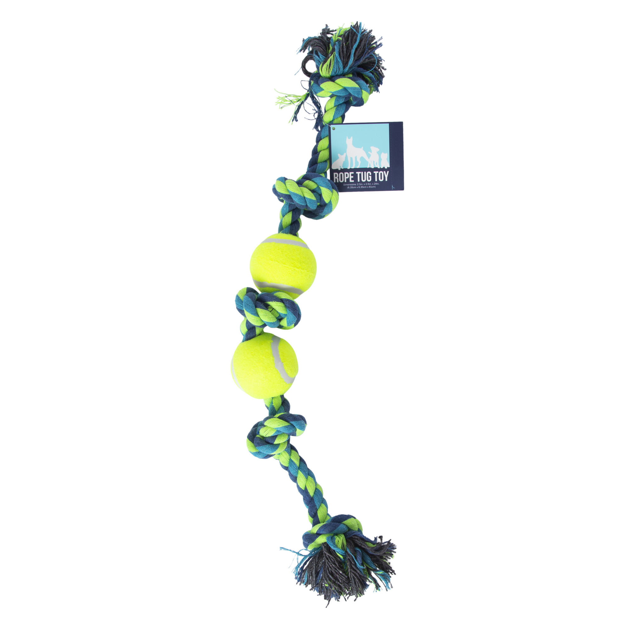 Large Rope & Tennis Ball Tug Toy For Dogs