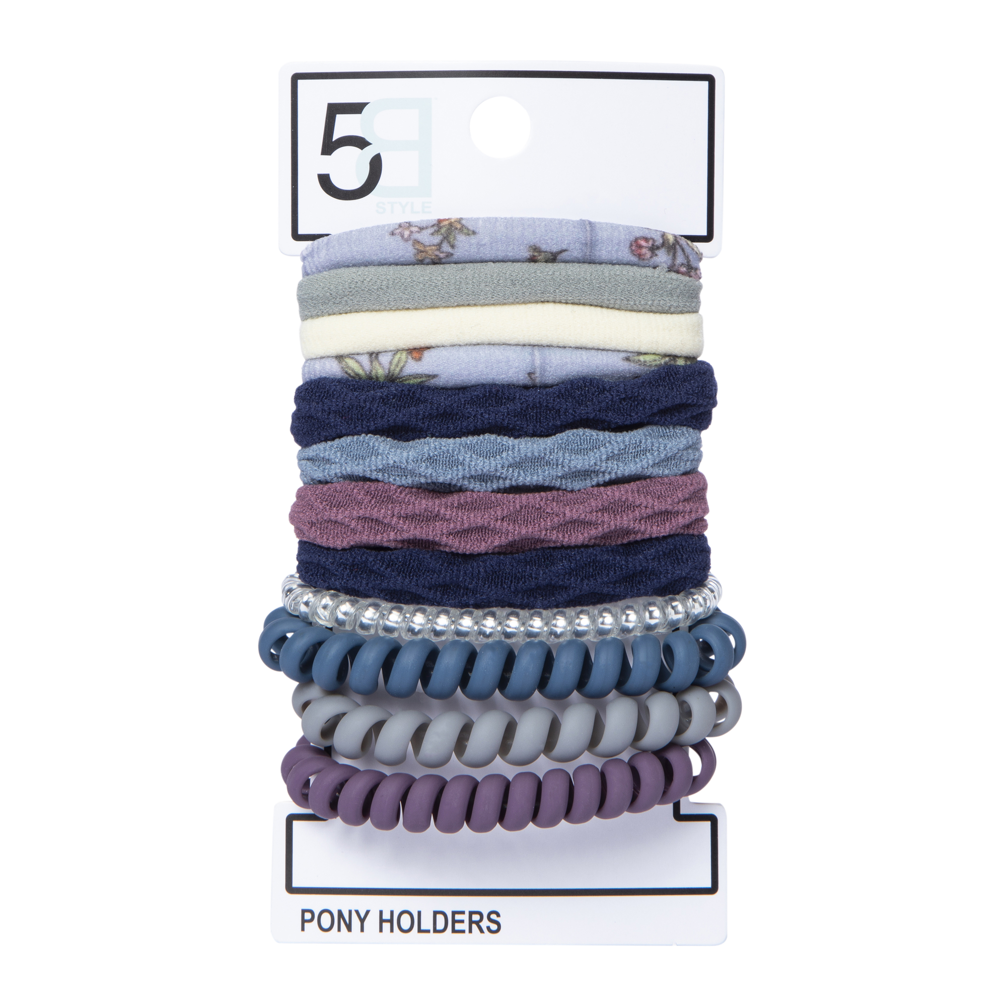 Assorted Ponytail Holders, Lycra & Coil 12-Pack