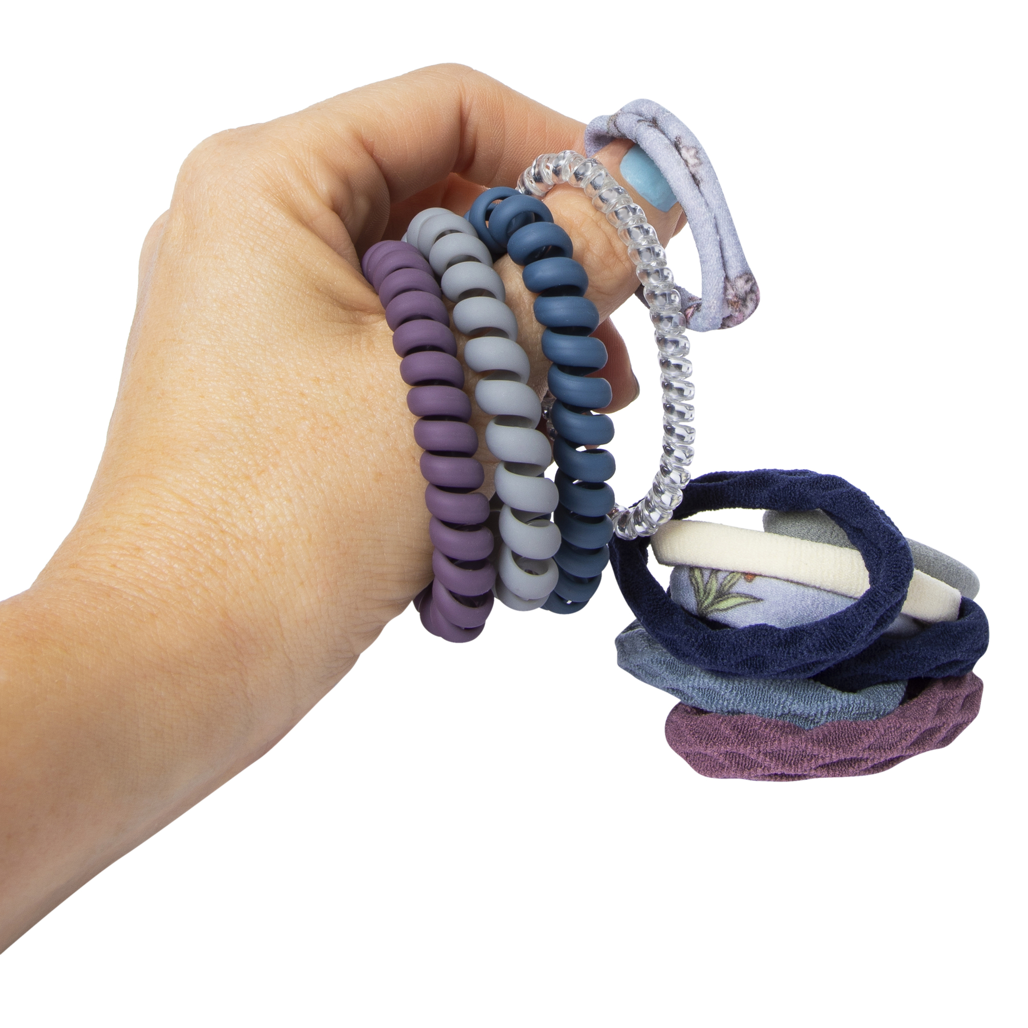 Assorted Ponytail Holders, Lycra & Coil 12-Pack