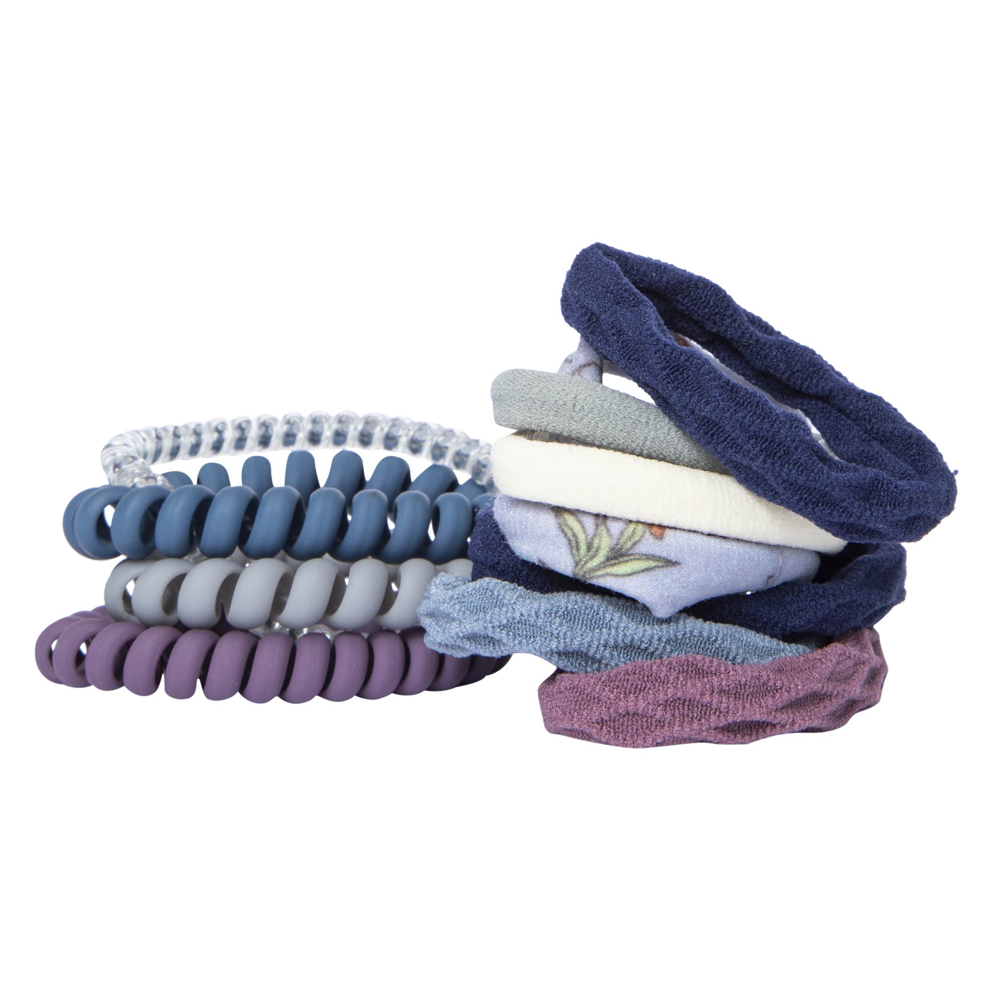 Assorted Ponytail Holders, Lycra & Coil 12-Pack