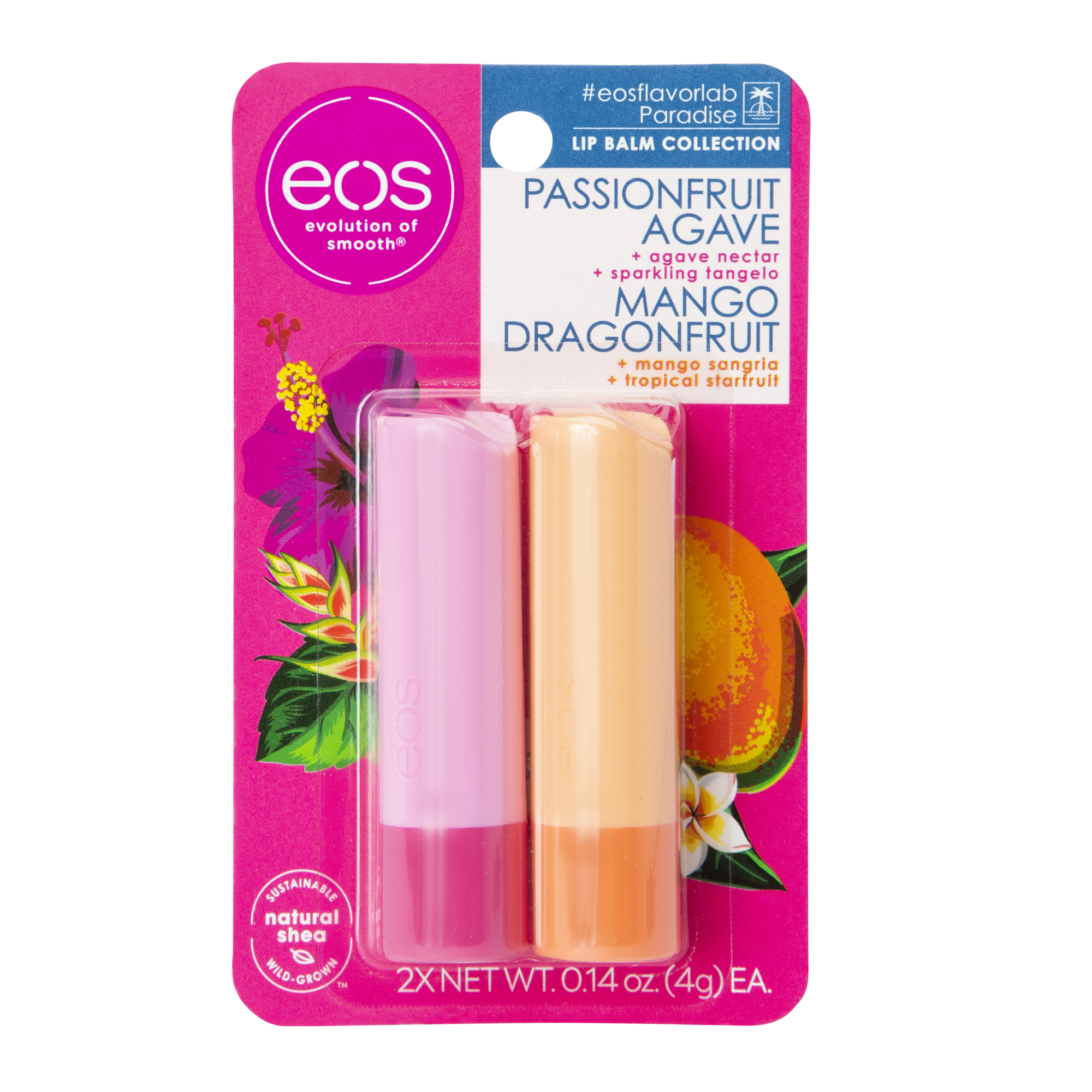 Eos® Passionfruit Agave & Mango Dragonfruit Lip Balm 2-Pack