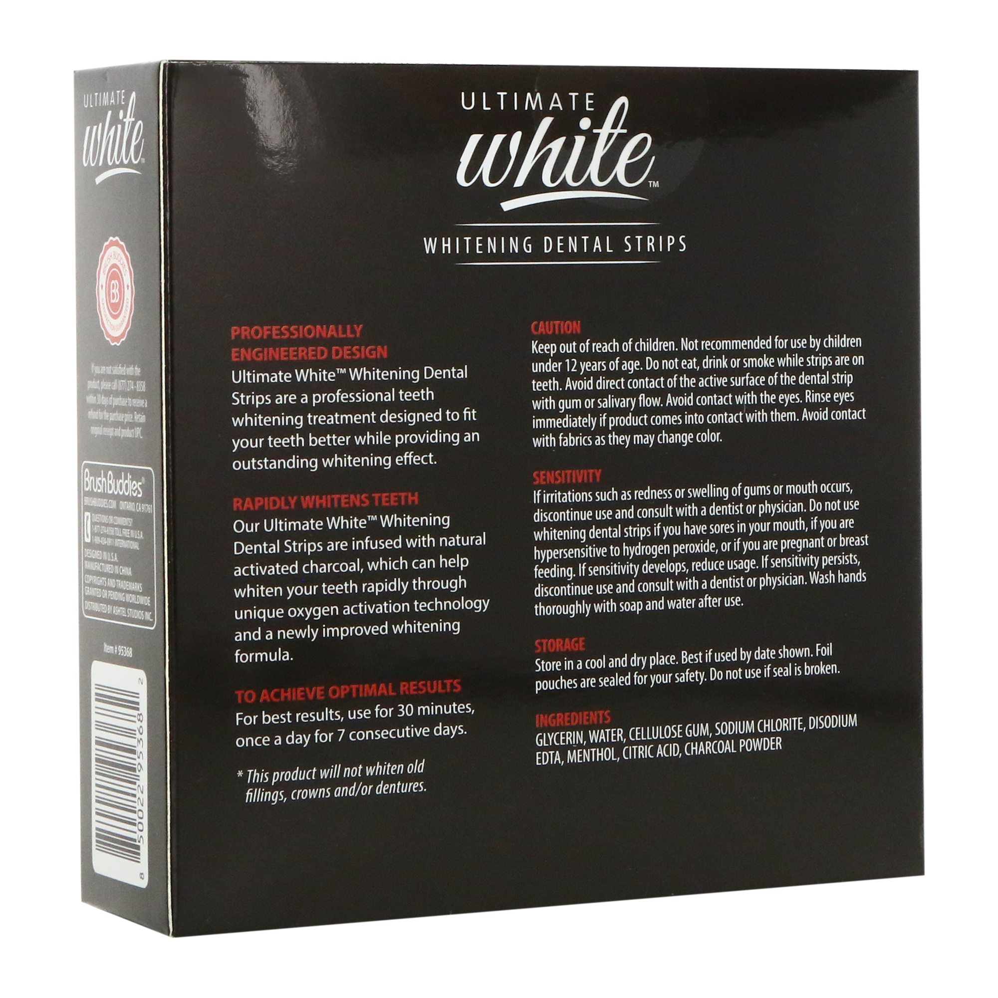 Ultimate White™ Whitening Dental Strips w/ Activated Charcoal - 7 Day Treatment