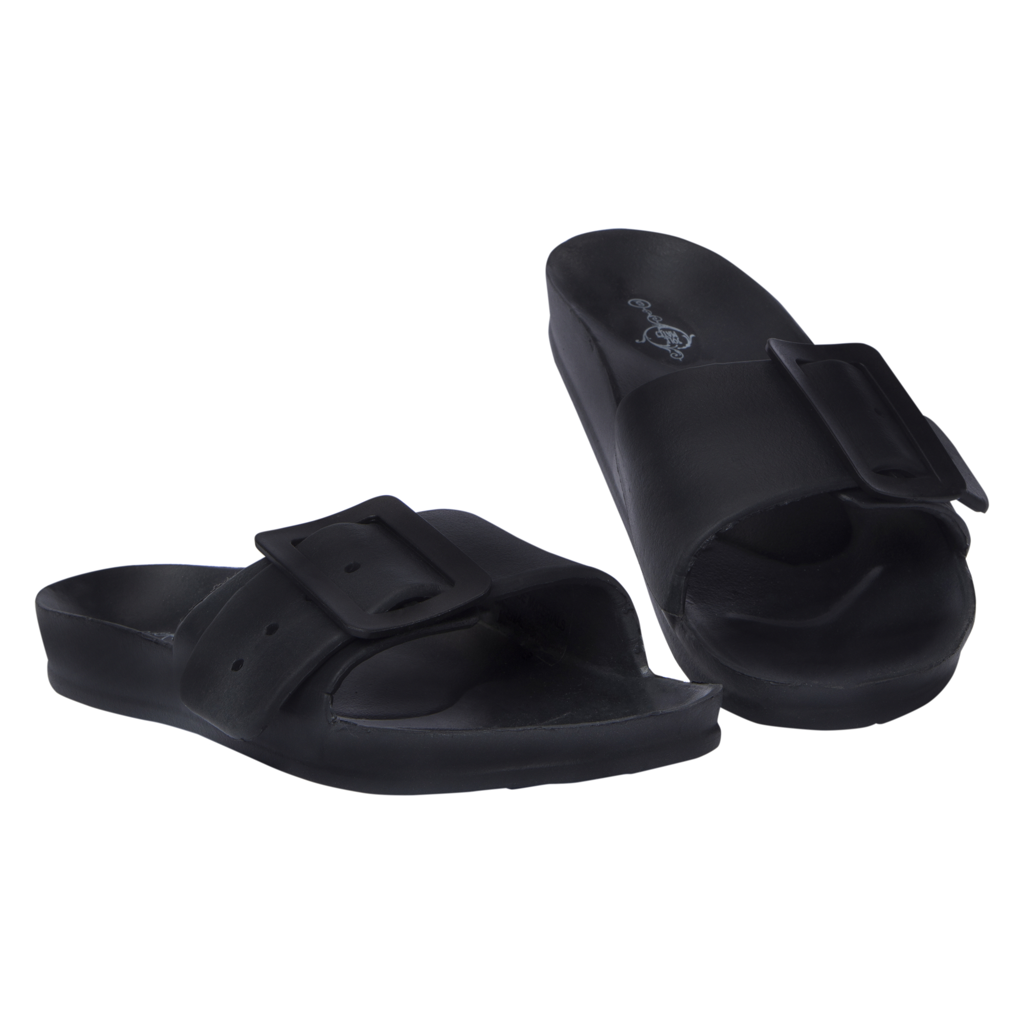 Black Eva Buckle Slide Sandals