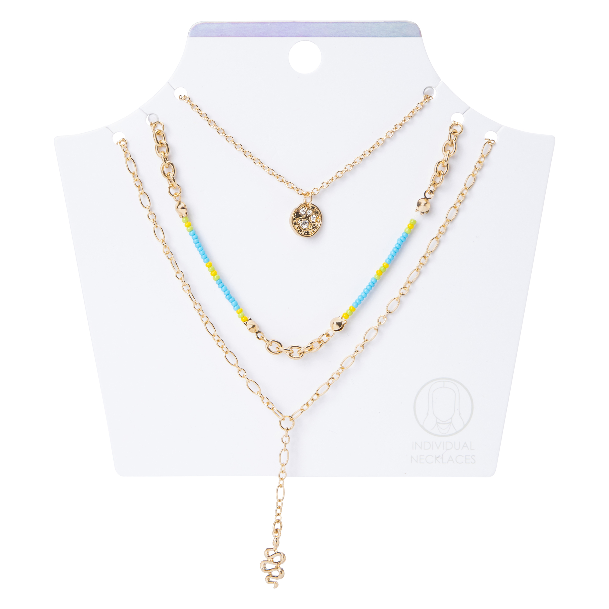 Snake Charm & Beaded Necklaces 3-Piece Set